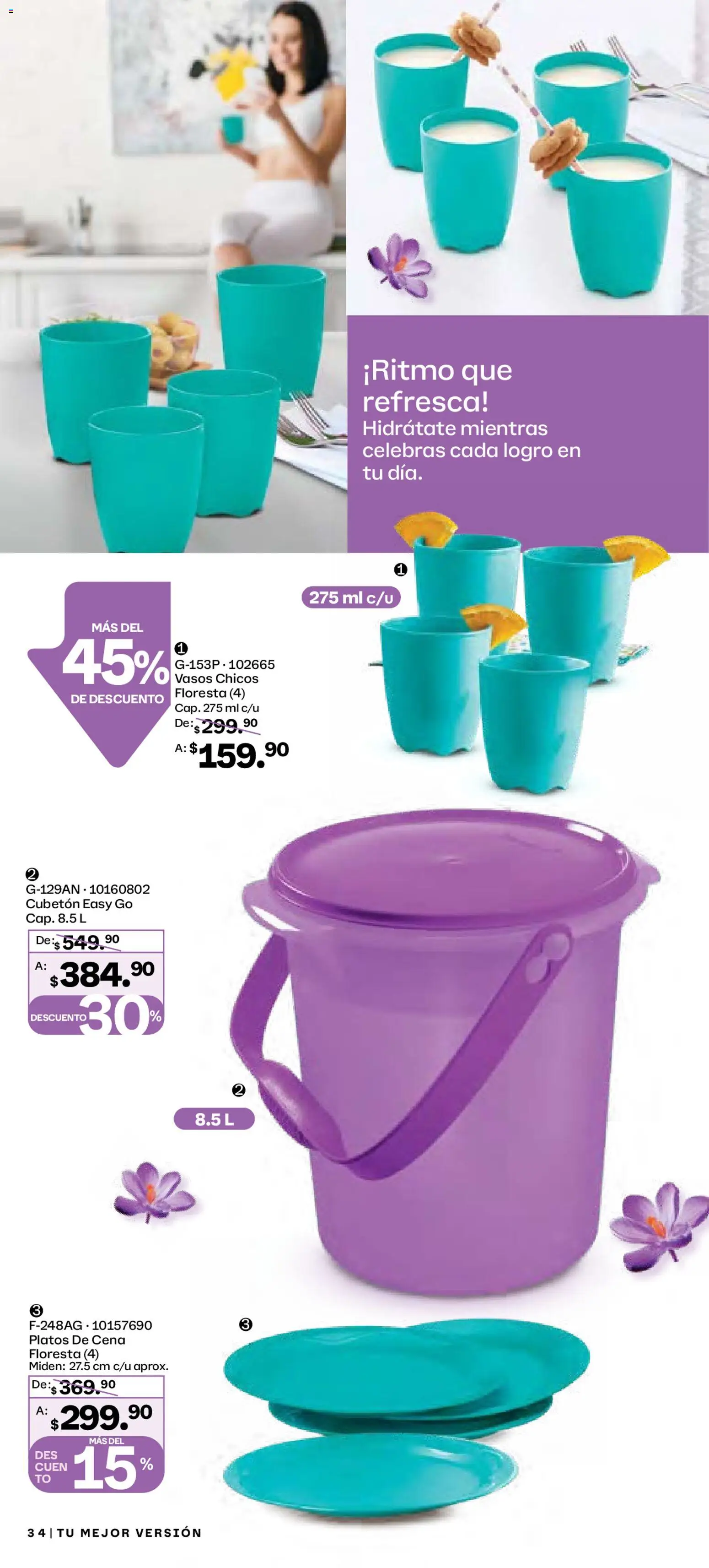 Nuevas ofertas de Tupperware válidas en toda la República Mexicana desde el 29.12.2025. ¡Encuentra las mejores ofertas en Tupperware catálogo! | Página: 34 | Productos: Vasos