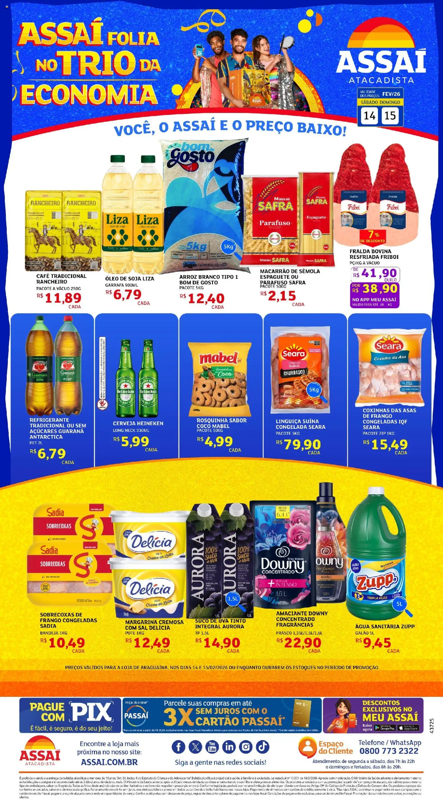Assaí Atacadista Folheto - válido de 14.02.2026 | Página: 1 | Produtos: Coco, Pneus, Frango, Água sanitária