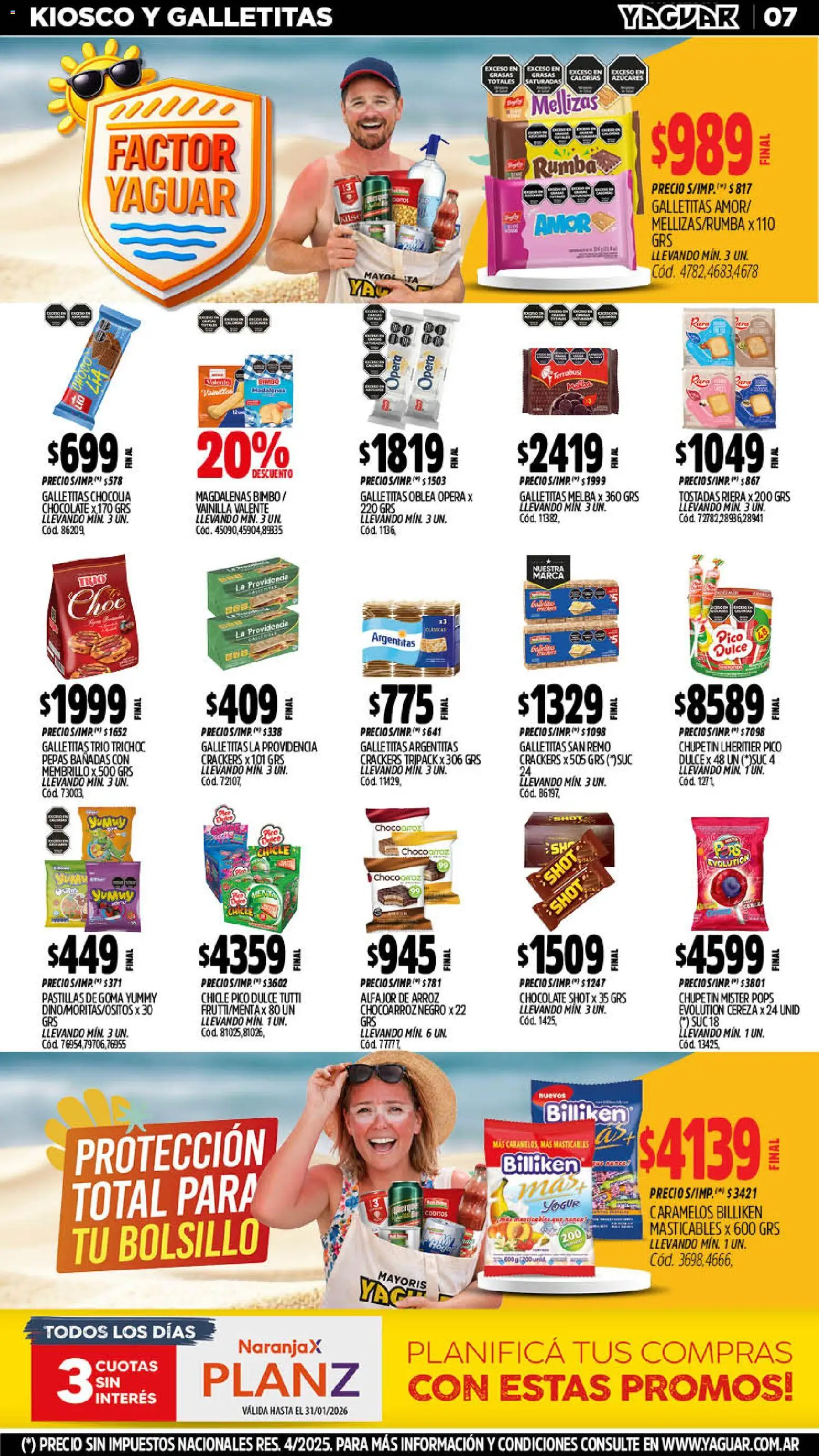Yaguar - Oferta Semanal Misiones │ válido desde el 19.01.2026 | Página: 7 | Productos: Galletitas, Yogur, Chicle, Alfajor