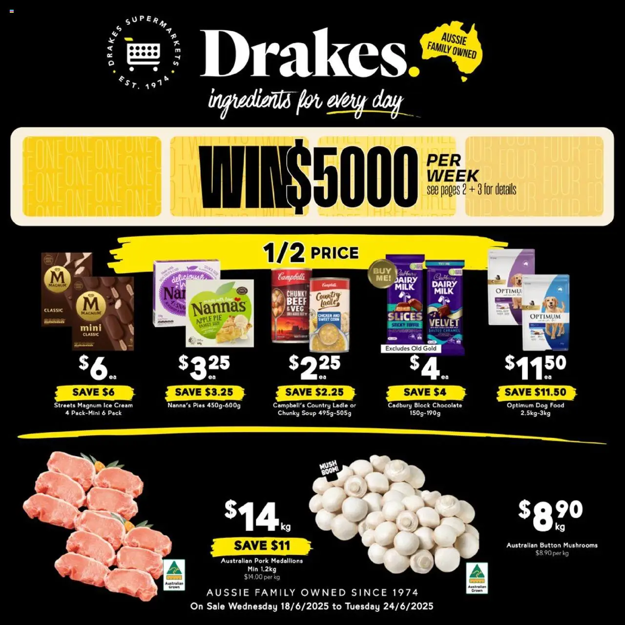Drakes catalogue - valid from 18.06.2025 | Page: 1 | Products: Milk, Rice, Mushrooms, Soup