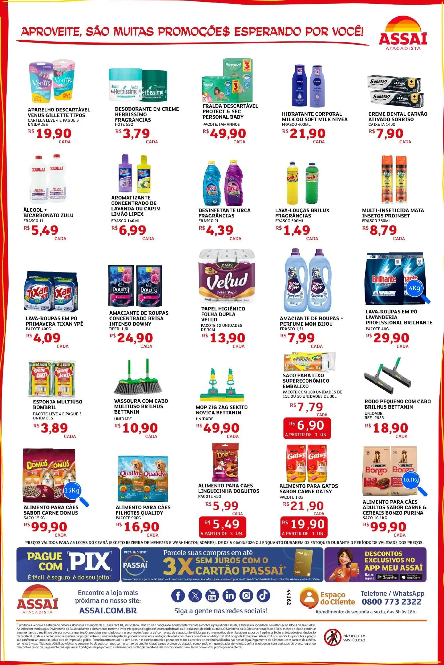Assaí Atacadista Folheto - válido de 02.03.2026 | Página: 4 | Produtos: Saco para lixo, Creme, Amaciante, Vassoura