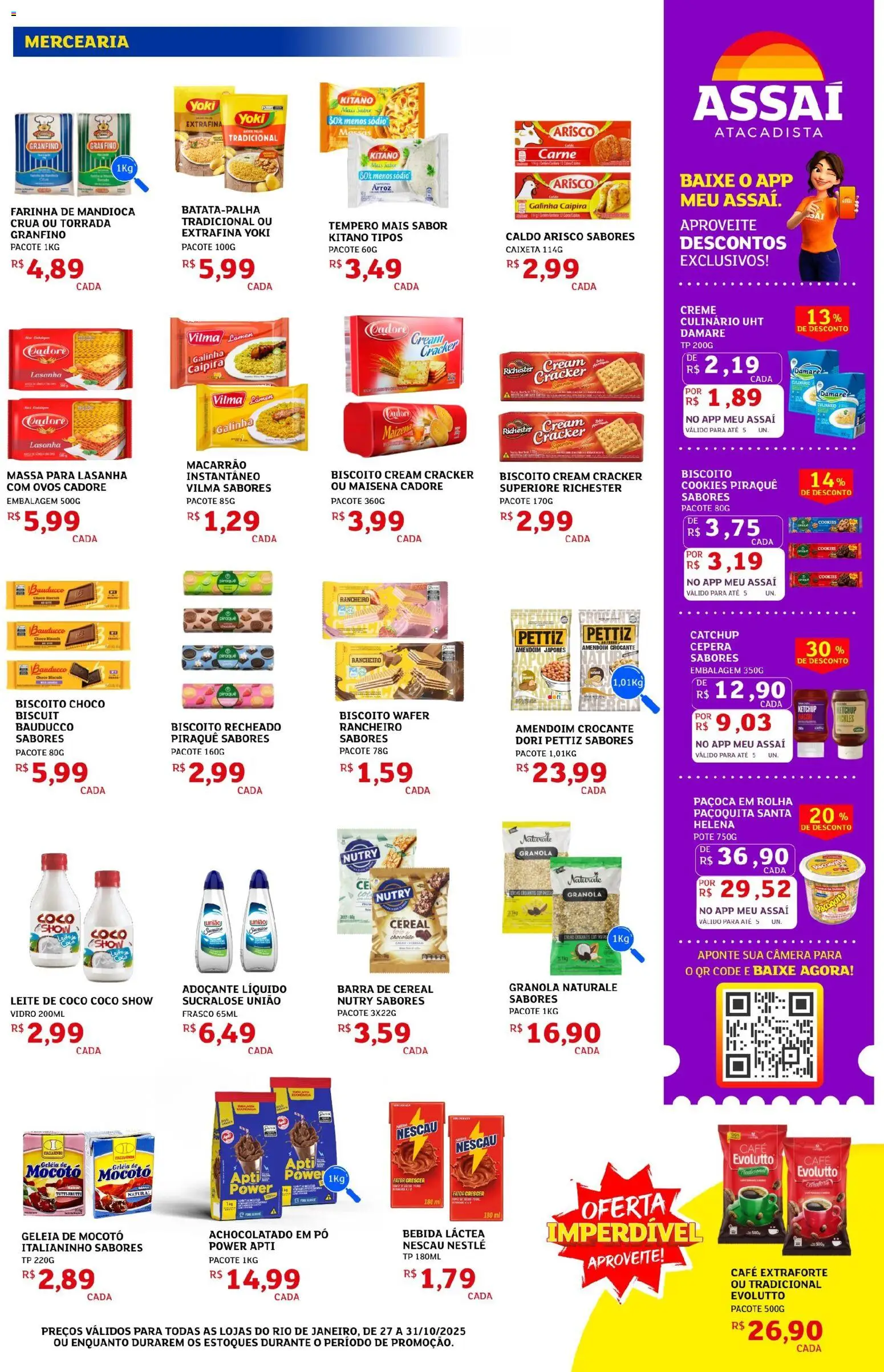 Assaí Atacadista Folheto - válido de 27.10.2025 | Página: 3 | Produtos: Amendoim, Mandioca, Massa, Ketchup