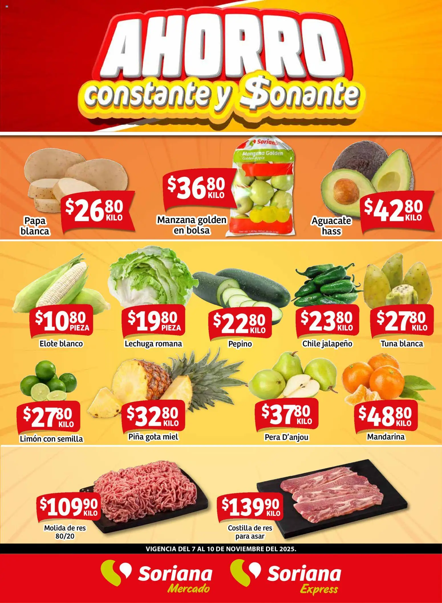 Nuevas ofertas de Soriana válidas en toda la República Mexicana desde el 07.11.2025. ¡Encuentra las mejores ofertas en Soriana - Fin de Semana Mercado: Ver, Tab, Chis, Camp, Yuc y Q. Roo! | Página: 1 | Productos: Pera, Manzana, Limón, Piña