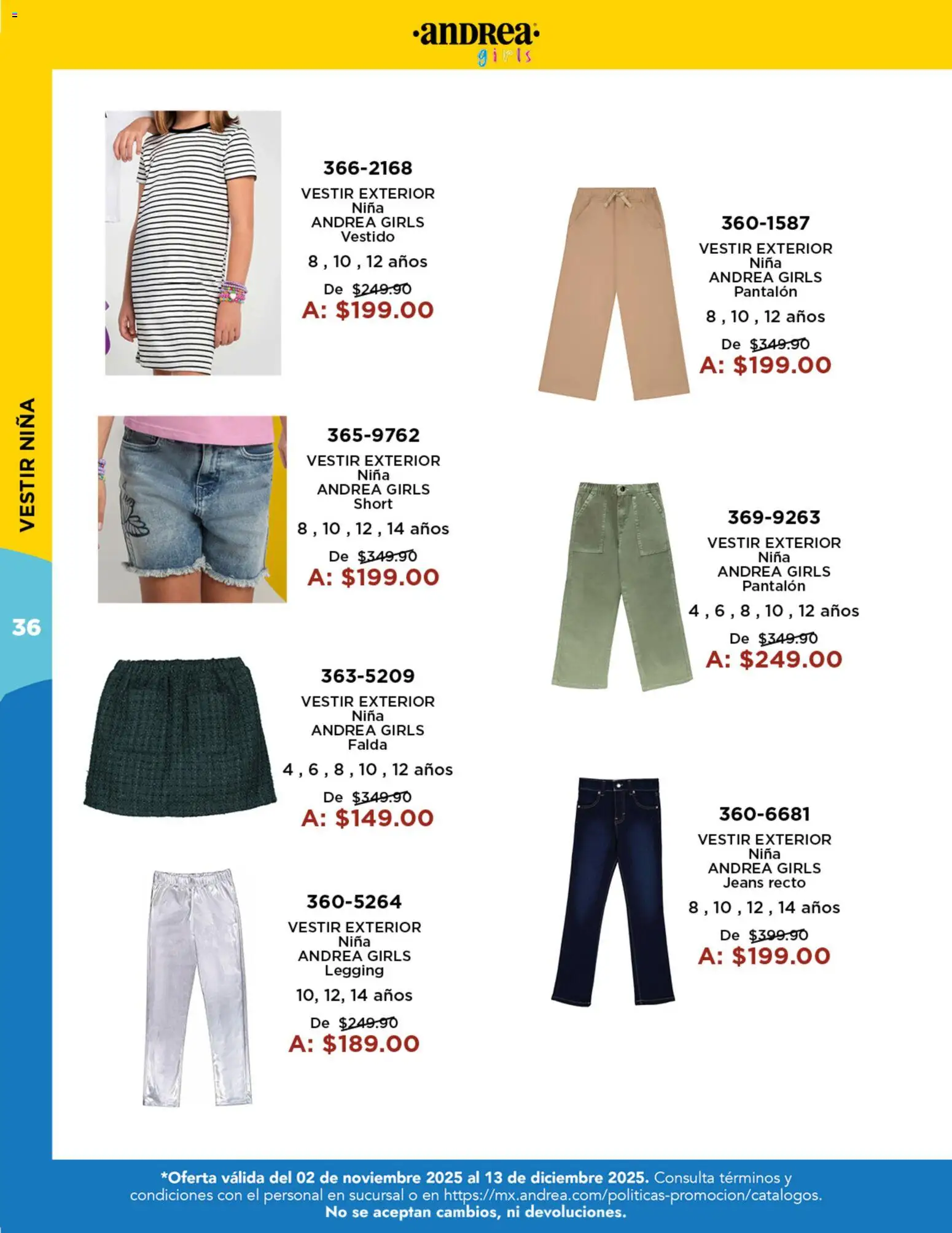 Nuevas ofertas de Andrea válidas en toda la República Mexicana desde el 02.11.2025. ¡Encuentra las mejores ofertas en Andrea catálogo Precios Especiales! | Página: 36 | Productos: Vestido, Falda, Short