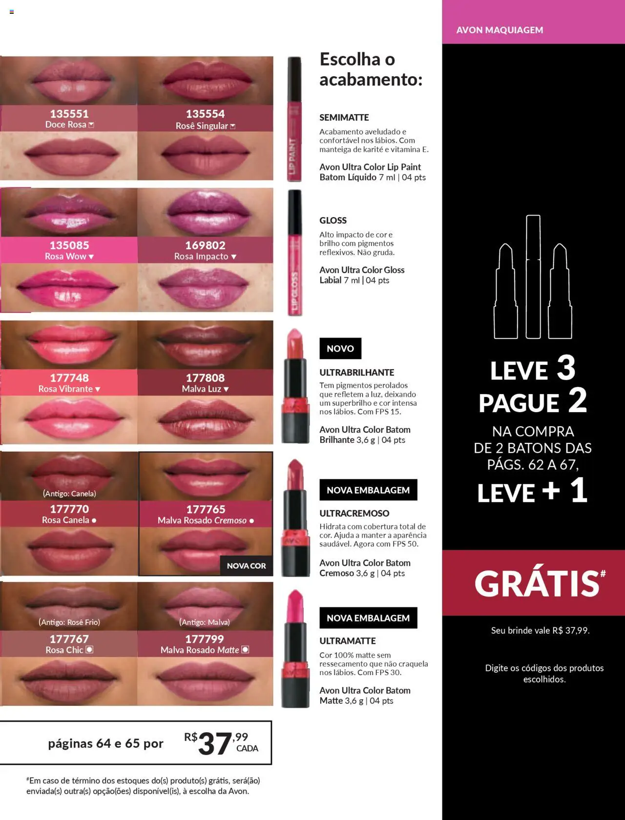 Avon Folheto - válido de 27.09.2025 | Página: 65 | Produtos: Maquiagem, Batom, Gloss labial, Canela
