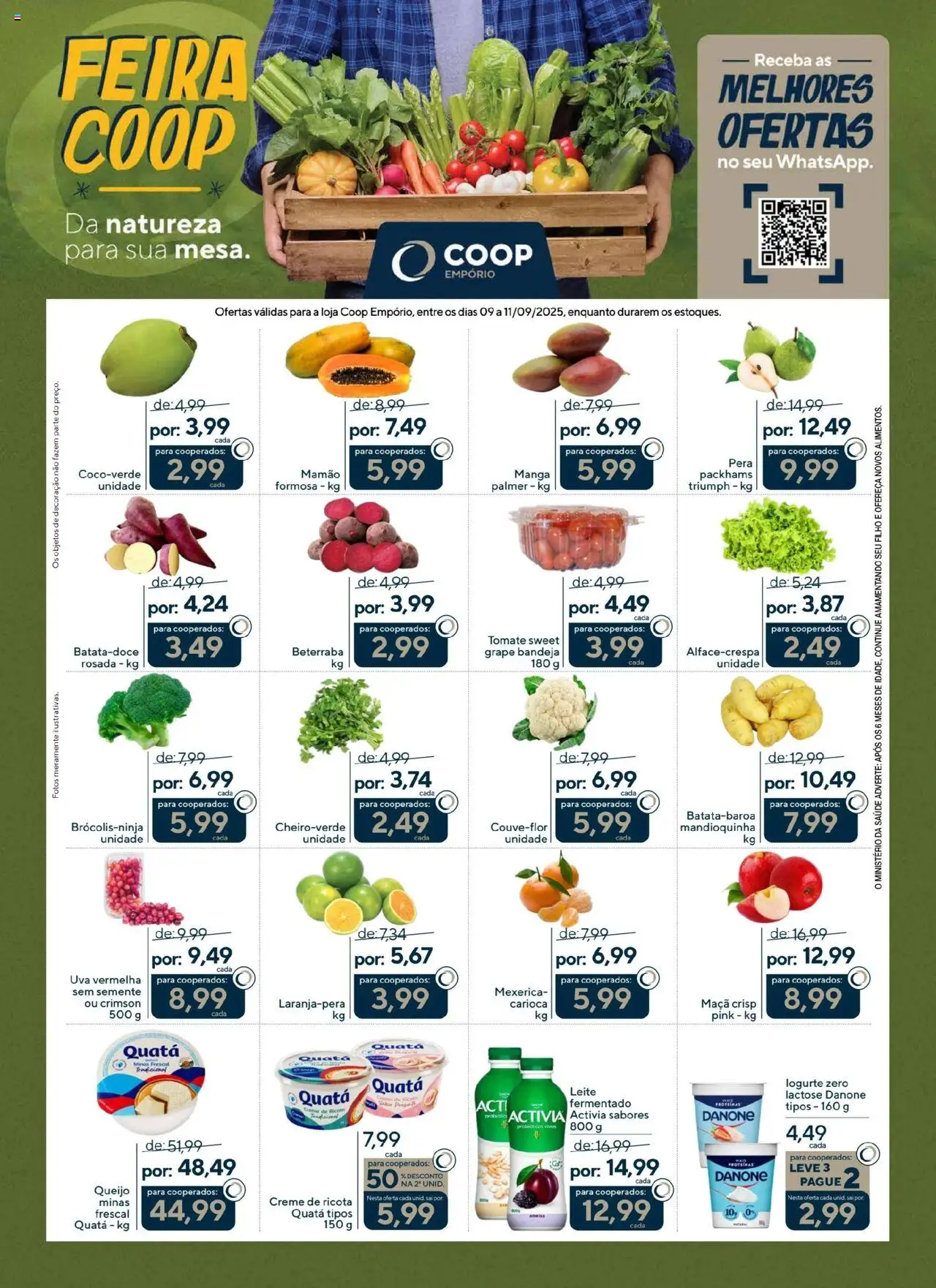 Coop Folheto - válido de 09.09.2025 | Página: 1 | Produtos: Mexerica, Beterraba, Queijo, Bandeja