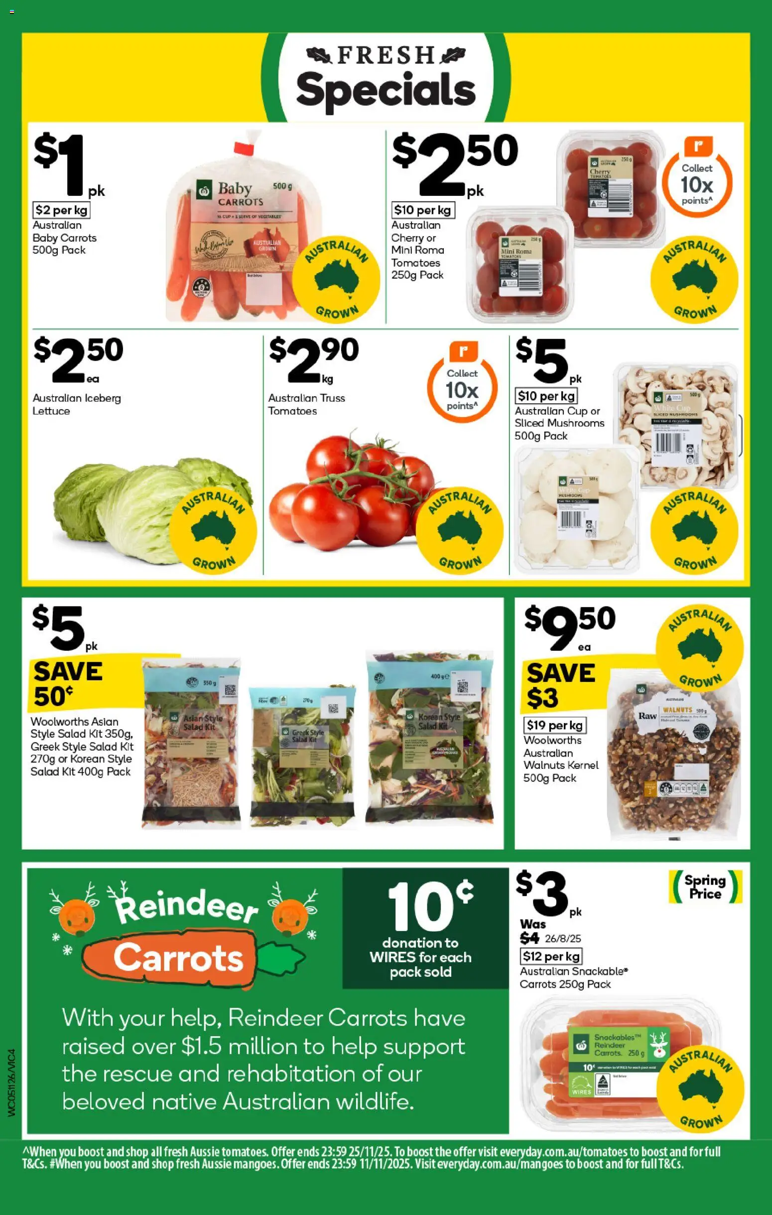 Woolworths catalogue - valid from 05.11.2025 | Page: 4 | Products: Tomatoes, Mushrooms, Carrots, Salad