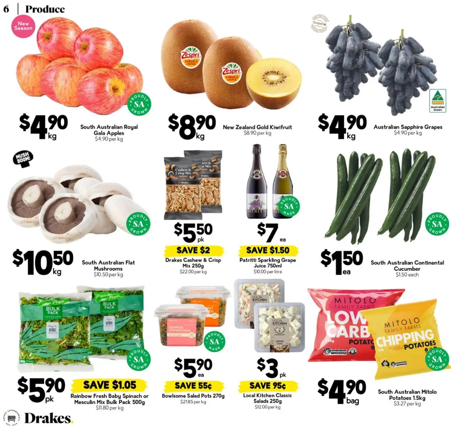 Drakes catalogue - valid from 22.04.2026 | Page: 6 | Products: Apples, Mushrooms, Potatoes, Bag