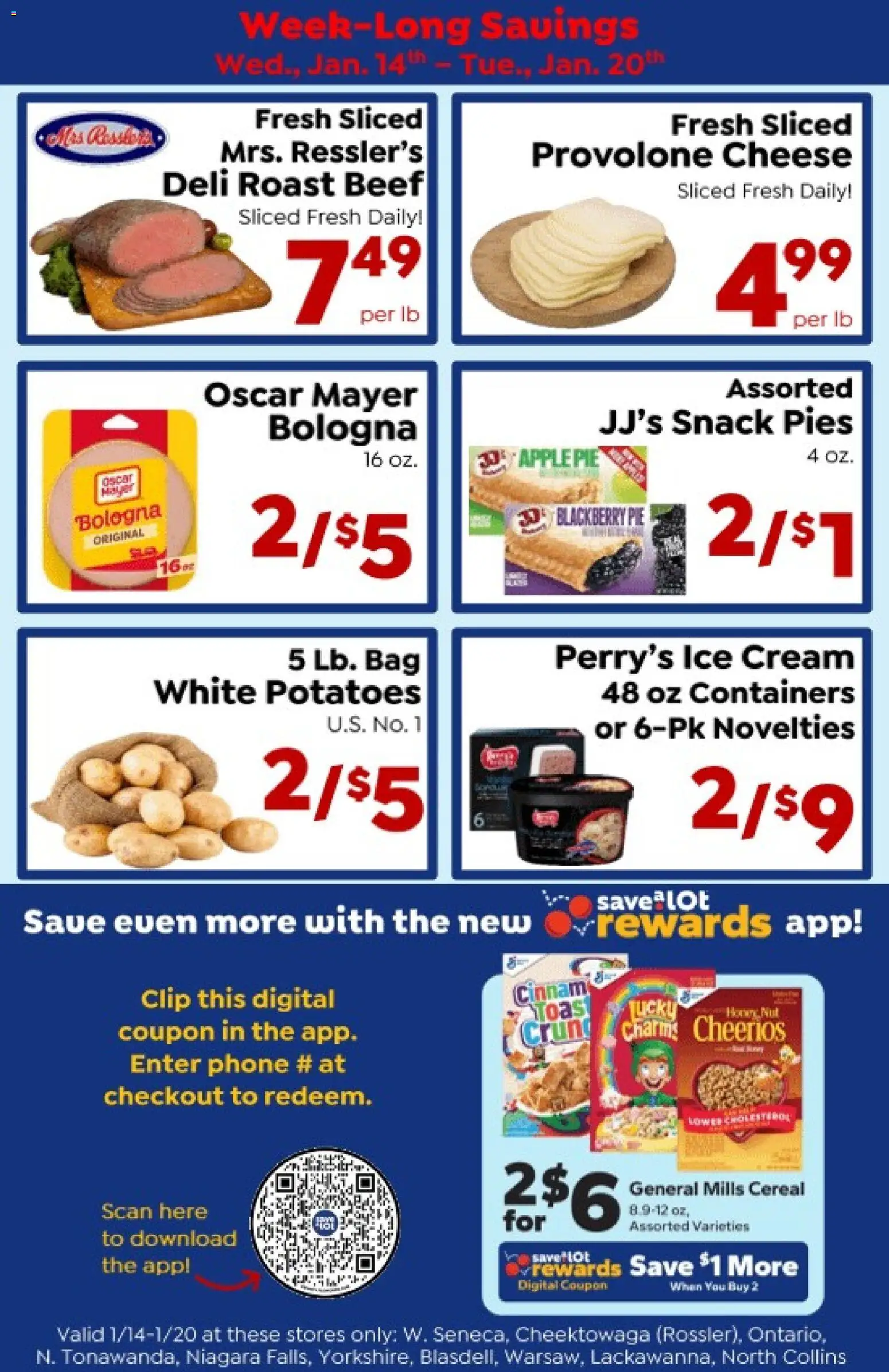 Save a Lot Ad - valid from 14.01.2026 | Page: 1 | Products: Cheese, Beef, Cream, Potatoes