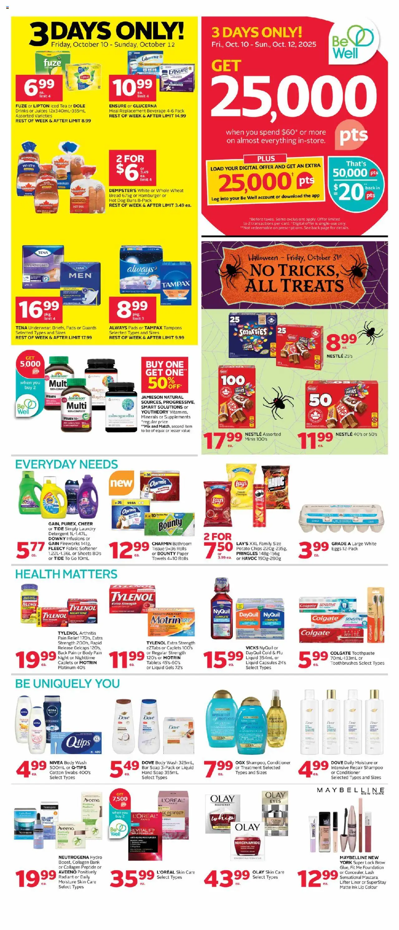Rexall flyer valid from 10.10.2025 | Page: 2 | Products: Chips, Conditioner, Fabric softener, Bread