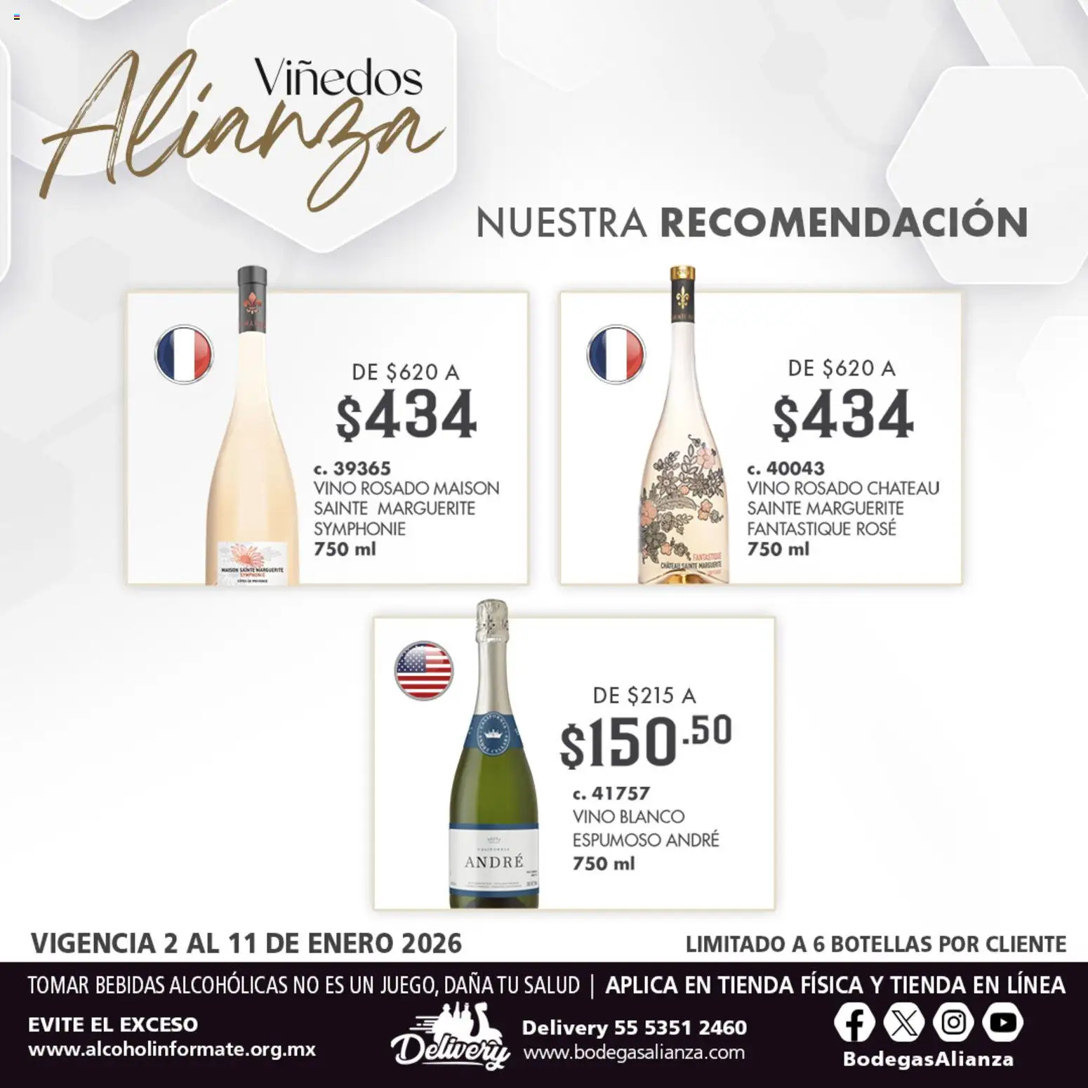 Nuevas ofertas de Bodegas Alianza válidas en toda la República Mexicana desde el 02.01.2026. ¡Encuentra las mejores ofertas en Bodegas Alianza catálogo Viñedos Alianza! | Página: 3 | Productos: Vino