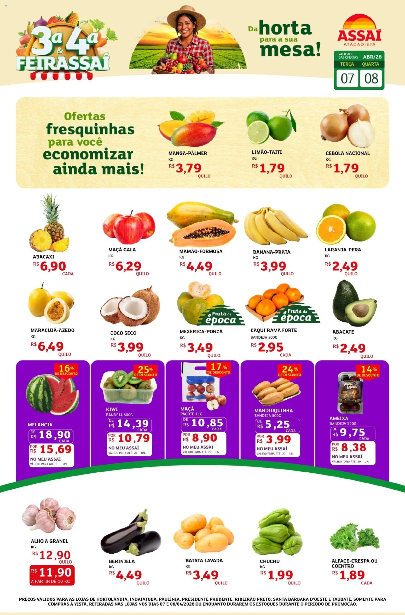 Assaí Atacadista Folheto - válido de 07.04.2026 | Página: 1 | Produtos: Caqui, Melancia, Mandioquinha, Ameixa