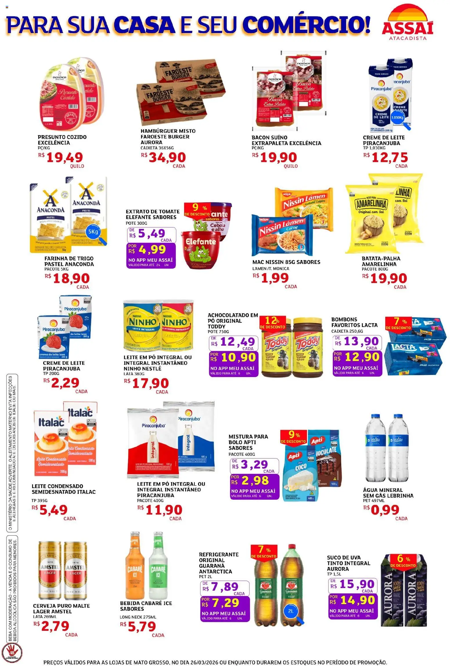 Assaí Atacadista Folheto - válido de 26.03.2026 | Página: 2 | Produtos: Pó, Leite integral, Carne, Creme