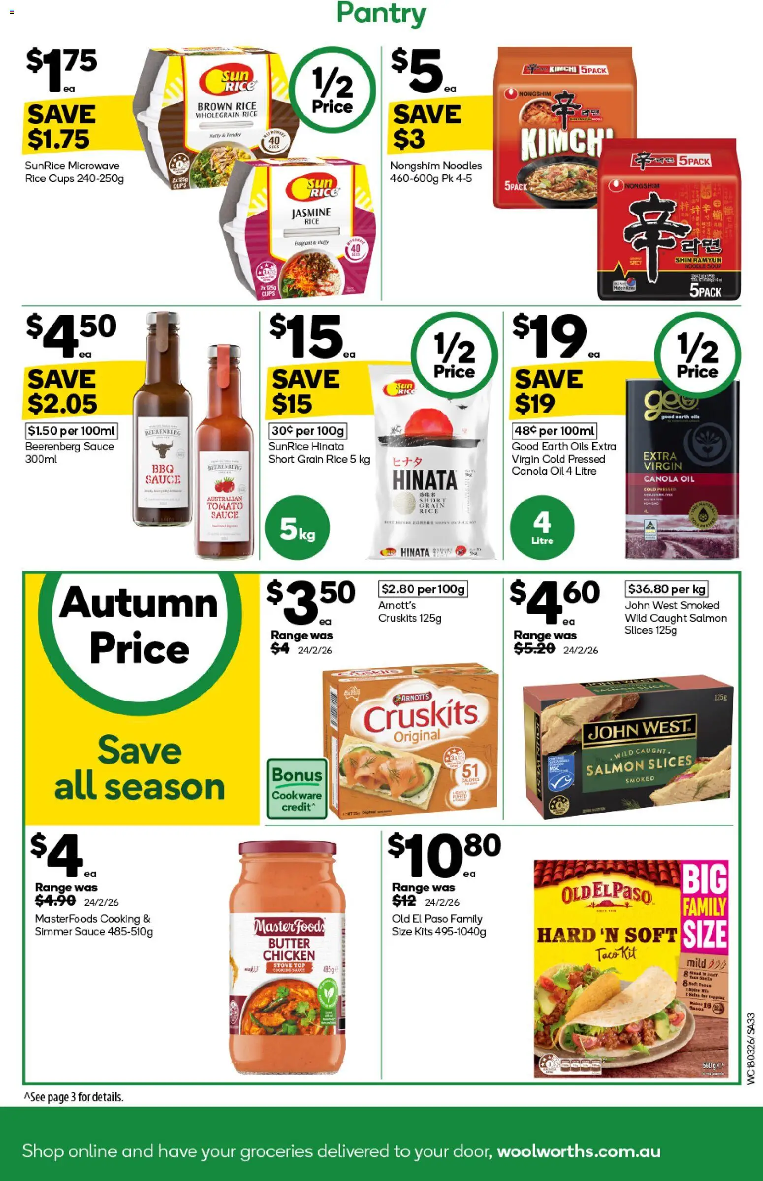 Woolworths catalogue - valid from 18.03.2026 | Page: 33 | Products: Butter, Rice, Salmon, Sauce