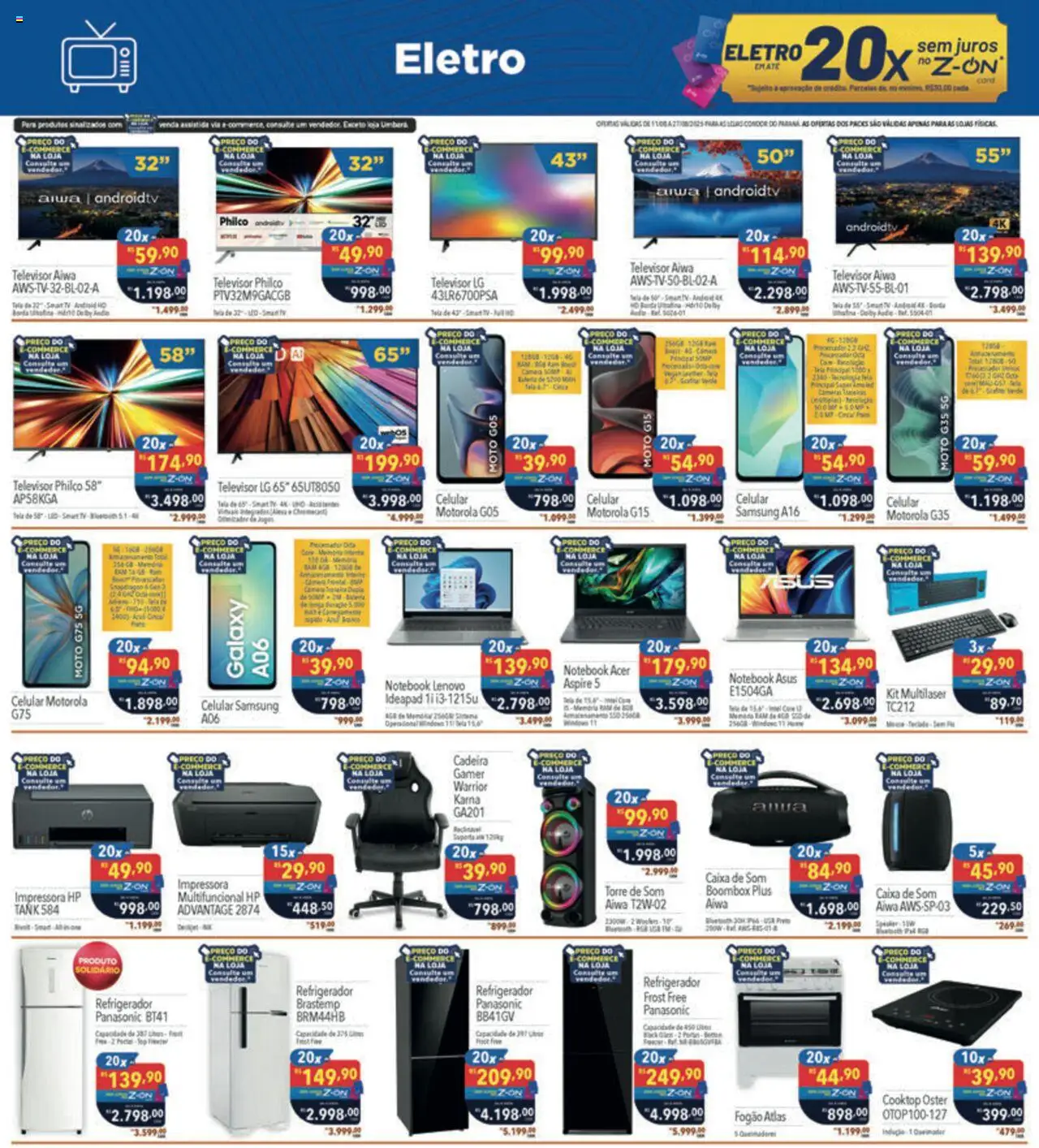 Supermercados Condor Folheto - válido de 11.08.2025 | Página: 28 | Produtos: Notebook, Caixa de som, Refrigerador, Multifuncional