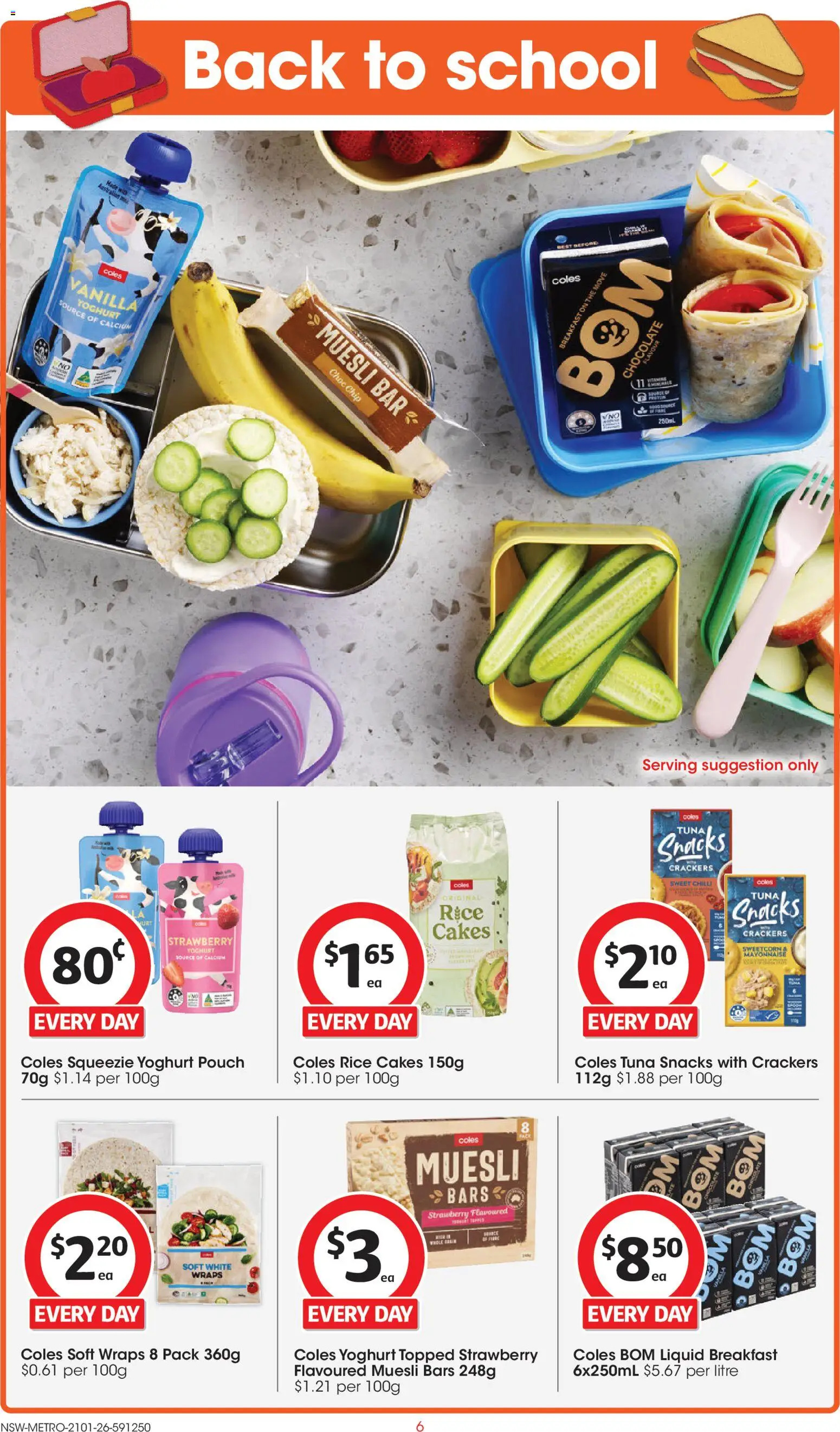 Coles catalogue - valid from 21.01.2026 | Page: 6 | Products: Crackers, Yoghurt, Rice, Tuna