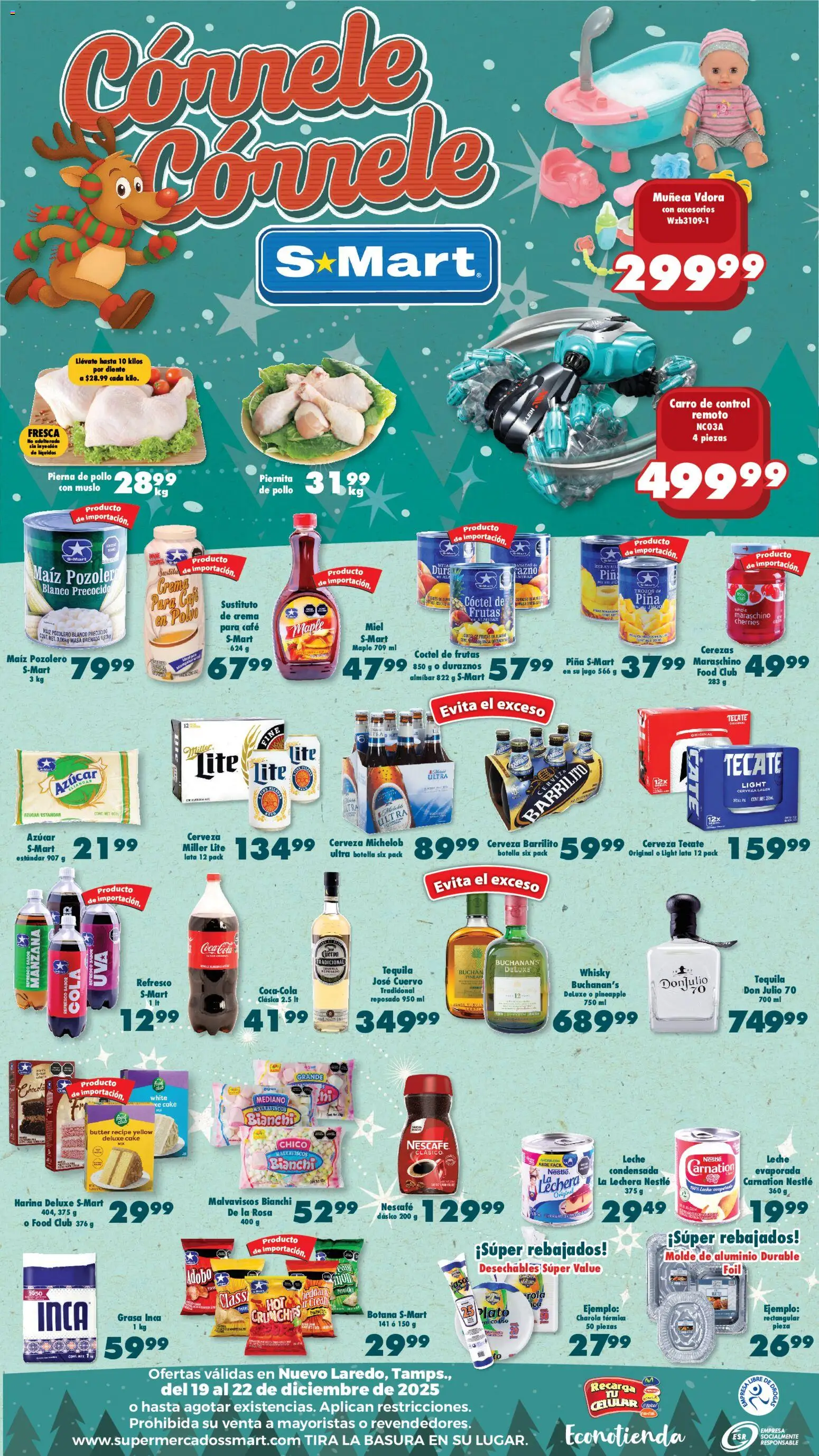 Nuevas ofertas de S-Mart válidas en toda la República Mexicana desde el 19.12.2025. ¡Encuentra las mejores ofertas en S-Mart folleto Nuevo Laredo! | Página: 2 | Productos: Pollo, Azúcar, Cerezas, Tequila