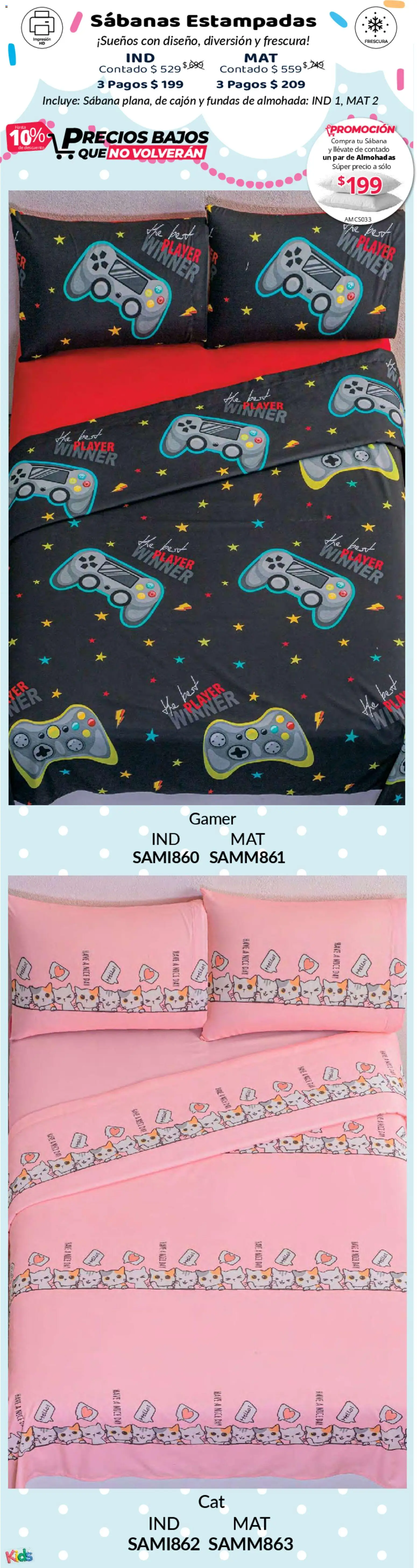 Nuevas ofertas de Colchas Concord válidas en toda la República Mexicana desde el 01.05.2026. ¡Encuentra las mejores ofertas en Colchas Concord catálogo Kids! | Página: 64 | Productos: Almohada, Sabanas