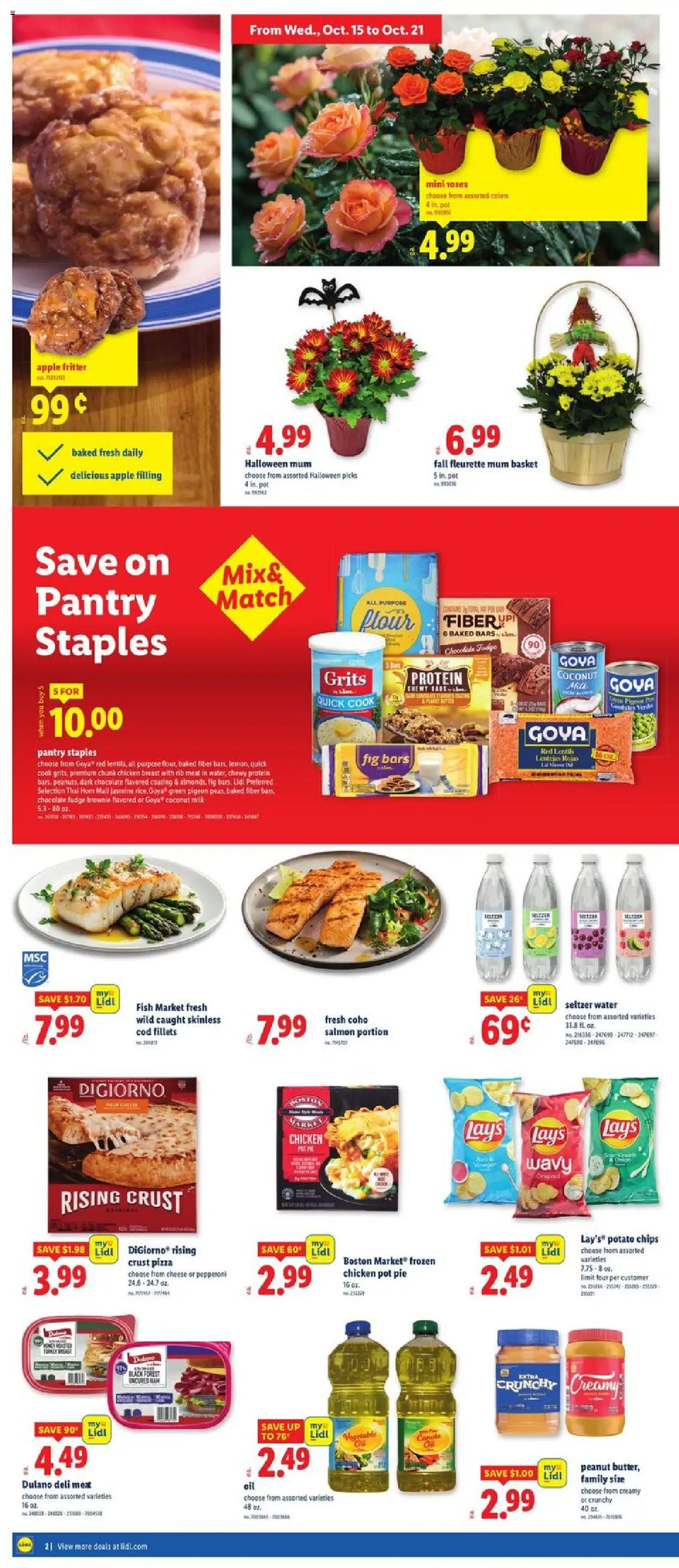 Lidl Weekly Ad - valid from 15.10.2025 | Page: 2 | Products: Milk, Ham, Pizza, Chips