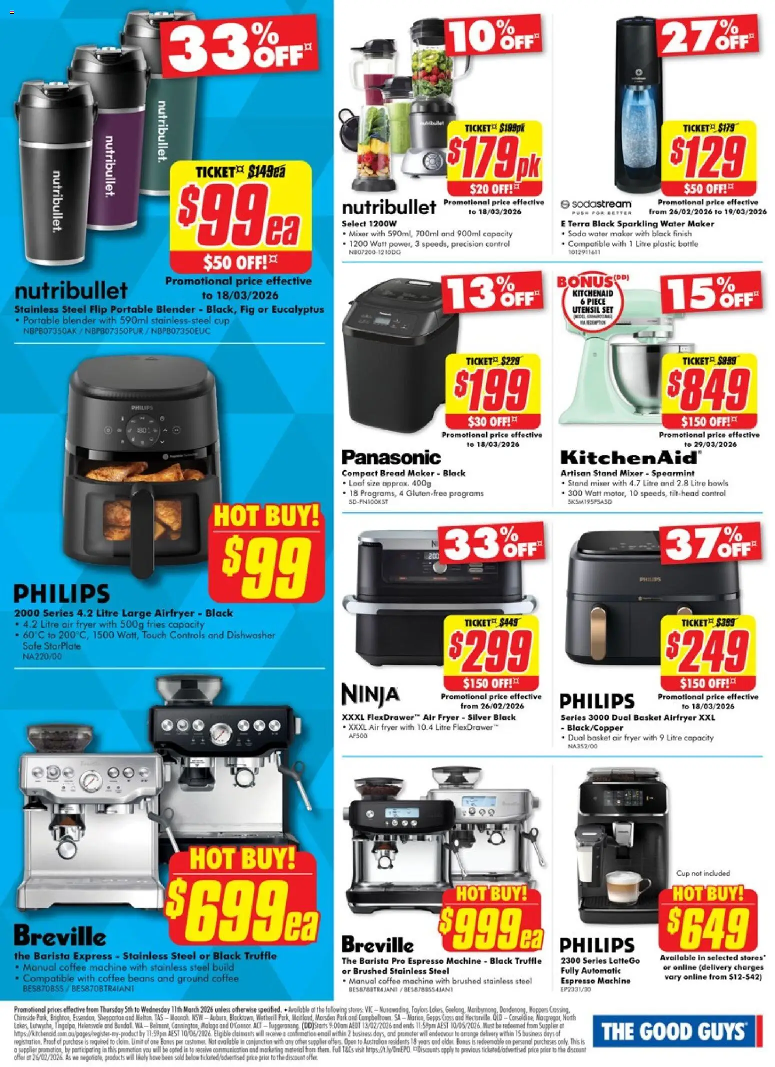 The Good Guys catalogue - valid from 05.03.2026 | Page: 11 | Products: Basket, Bread, Water, Espresso machine
