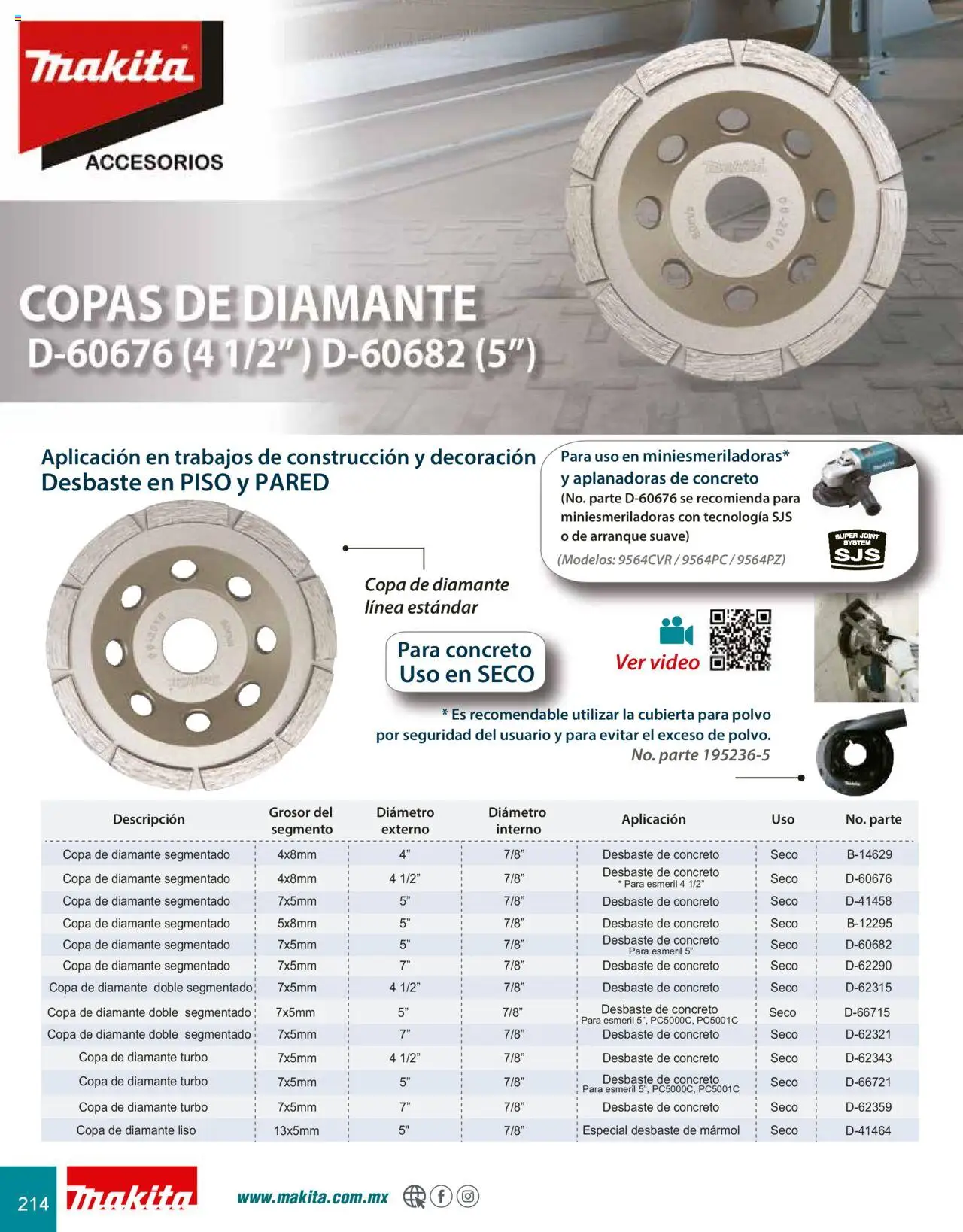 Nuevas ofertas de Makita válidas en toda la República Mexicana desde el 08.07.2024. ¡Encuentra las mejores ofertas en Makita catálogo Accesorios! | Página: 214 | Productos: Polvo, Video