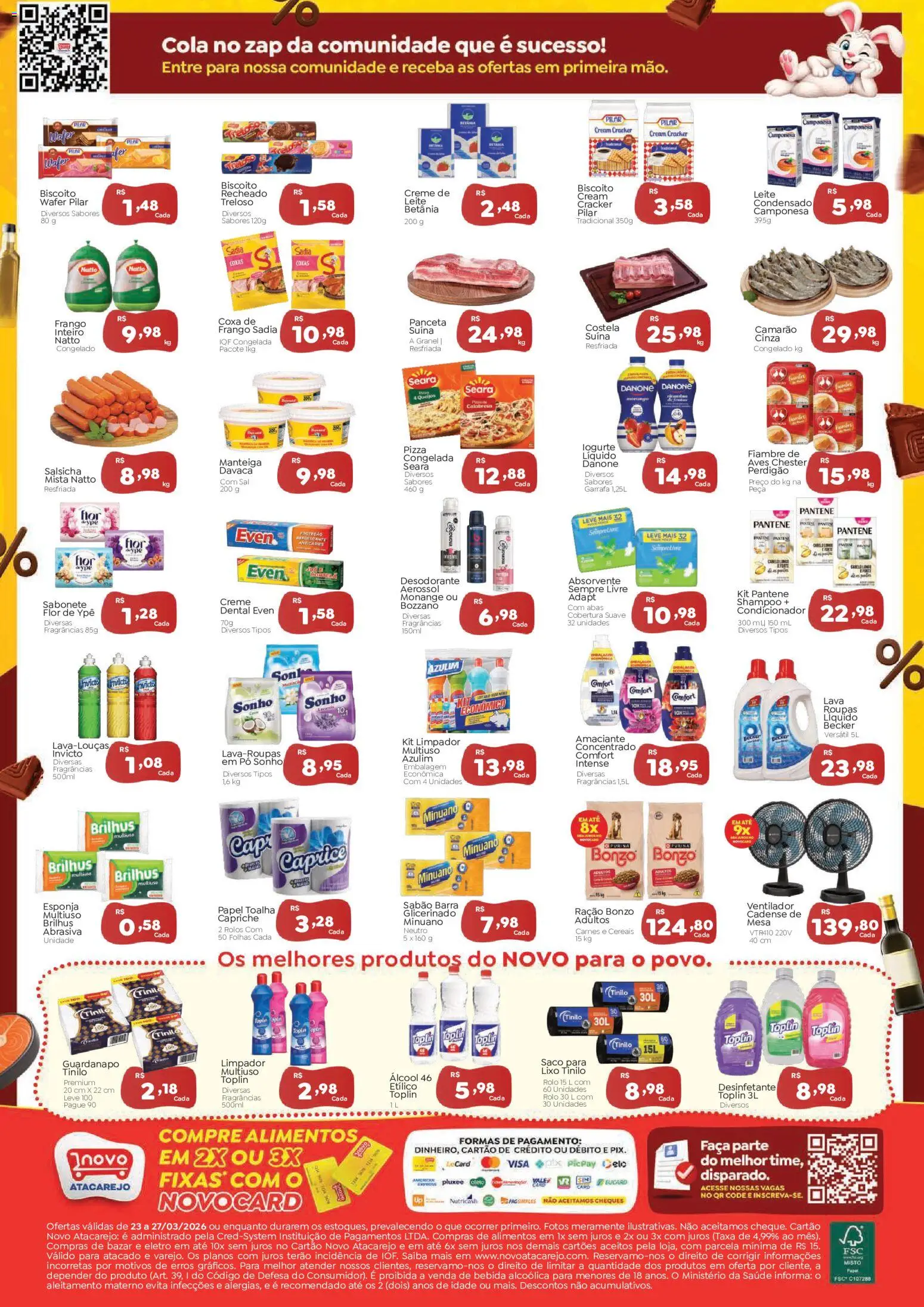Novo Atacarejo Folheto - válido de 23.03.2026 | Página: 2 | Produtos: Biscoito, Faca, Frango, Sempre Livre