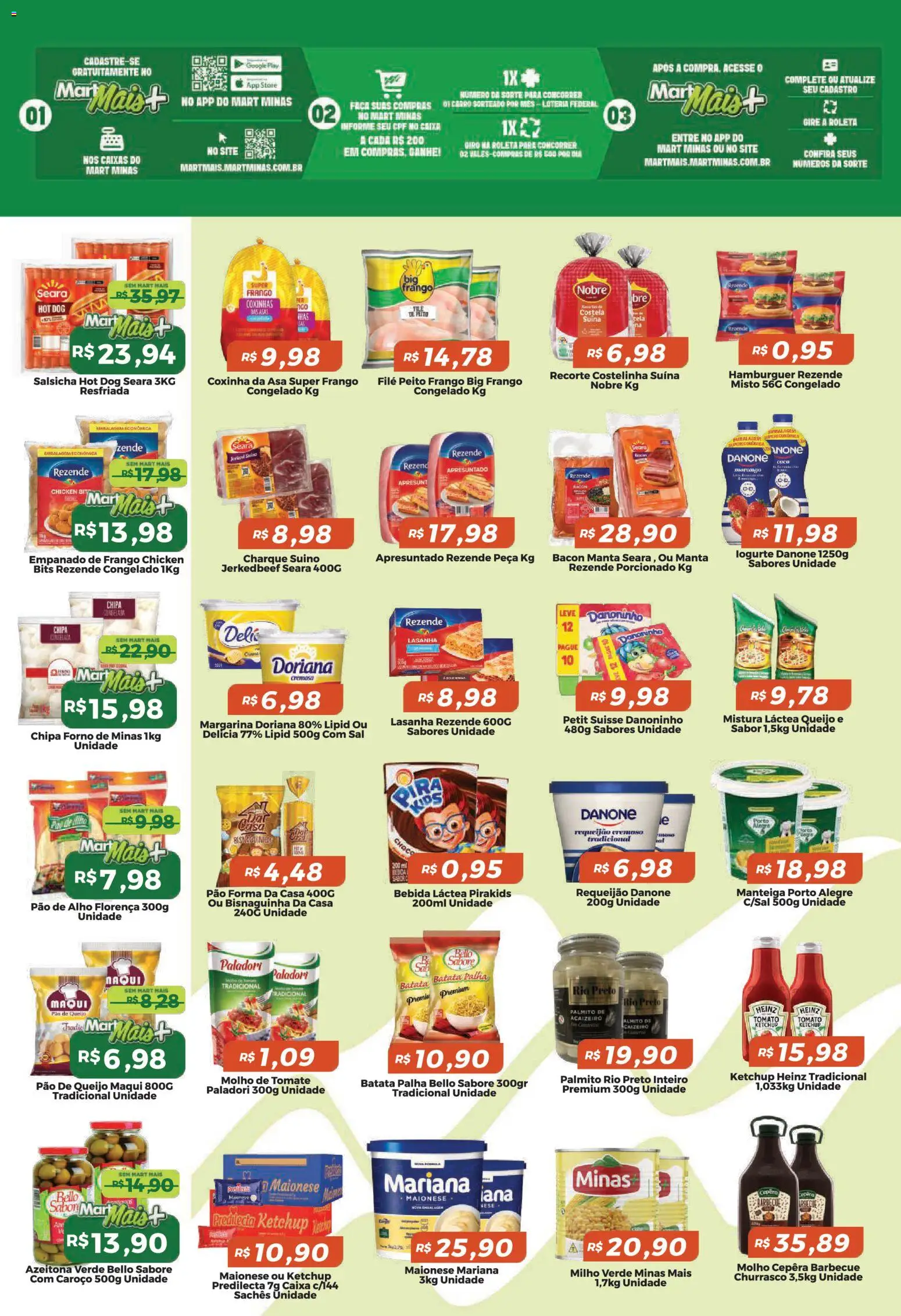 Mart Minas Folheto - válido de 02.04.2026 | Página: 2 | Produtos: Alho, Hambúrguer, Batata, Margarina