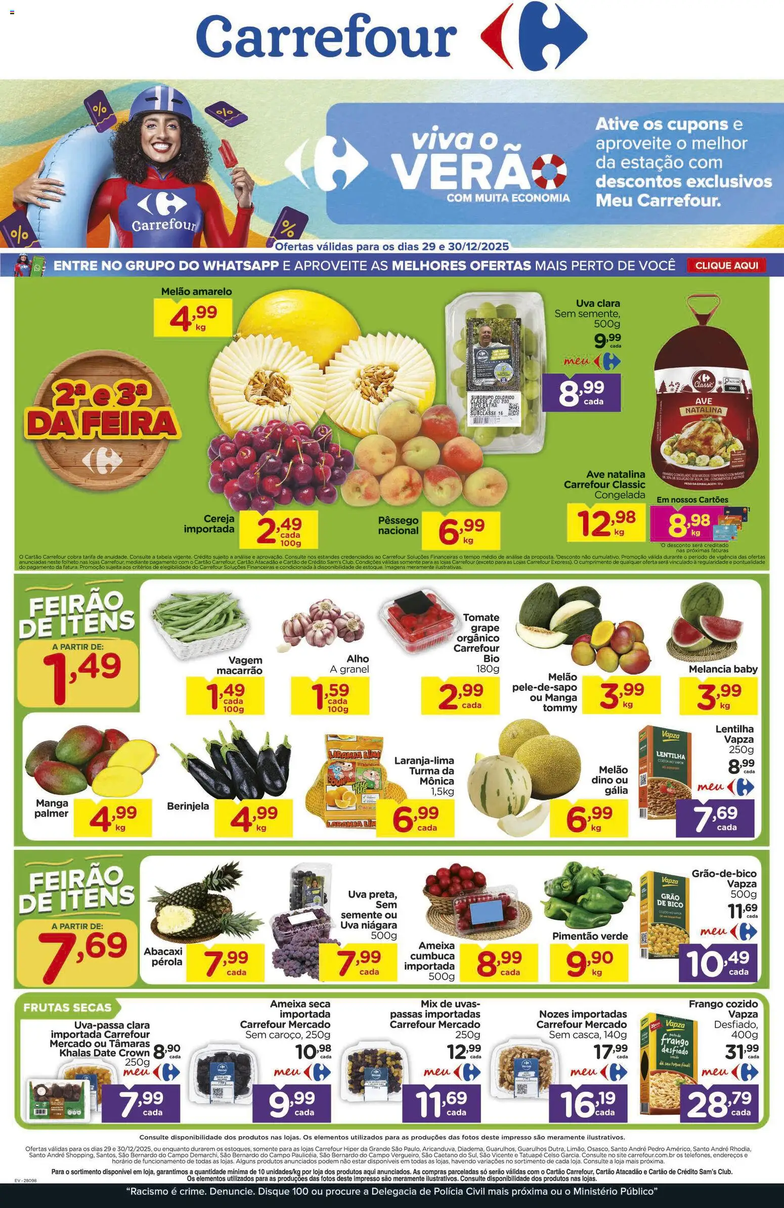 Carrefour Folheto - válido de 29.12.2025 | Página: 1 | Produtos: Melancia, Melão, Cereja, Frango
