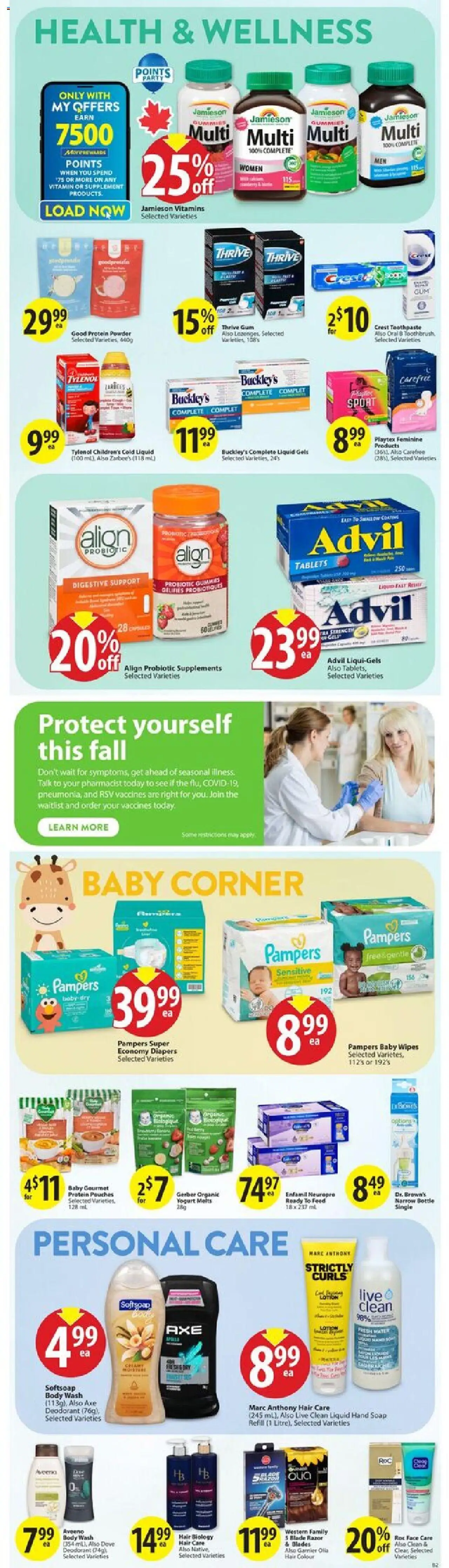 Save on foods flyer valid from 18.09.2025 | Page: 25 | Products: Soap, Body wash, Toothpaste, Yogurt