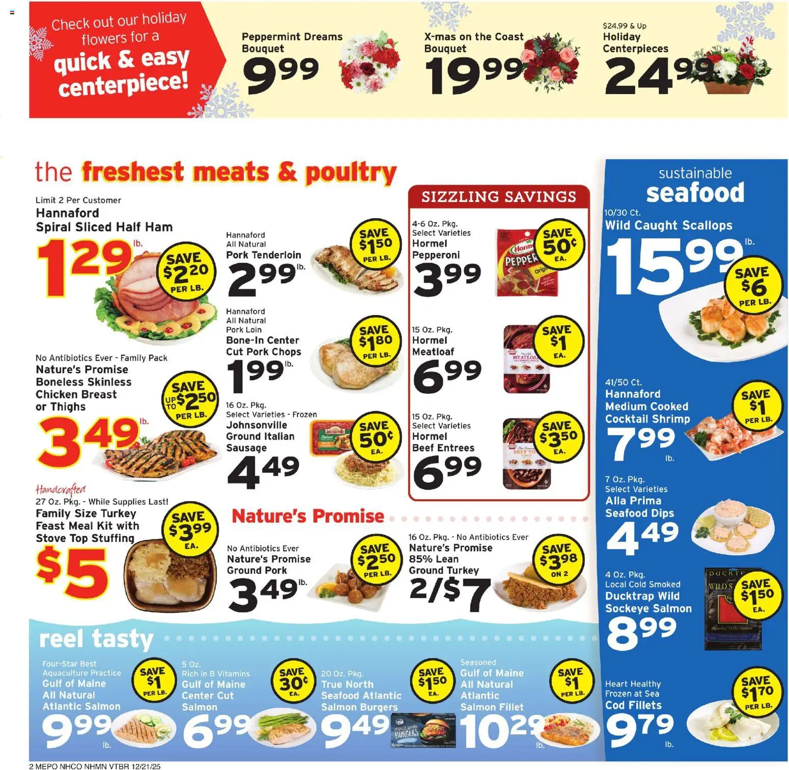 Hannaford Weekly Ad - valid from 21.12.2025 | Page: 2 | Products: Peppermint, Pork, Beef, Stove