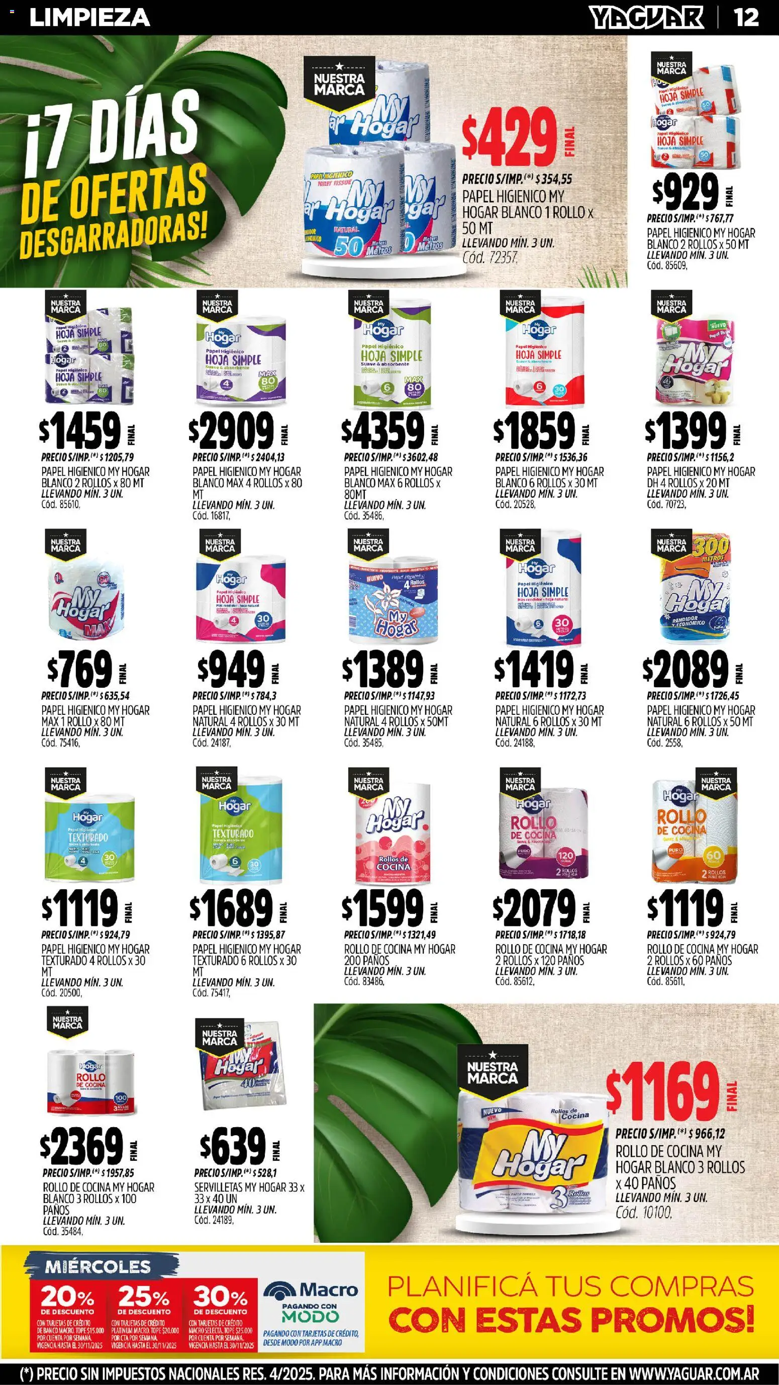 Yaguar - San Juan │ válido desde el 10.11.2025 | Página: 13 | Productos: Papel higiénico, Cocina, Banco, Servilletas