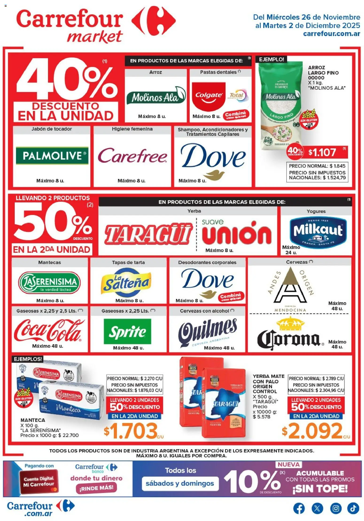 Carrefour Market - Market Paraná │ válido desde el 26.11.2025 | Página: 1 | Productos: Mate, Banco, Manteca, Arroz