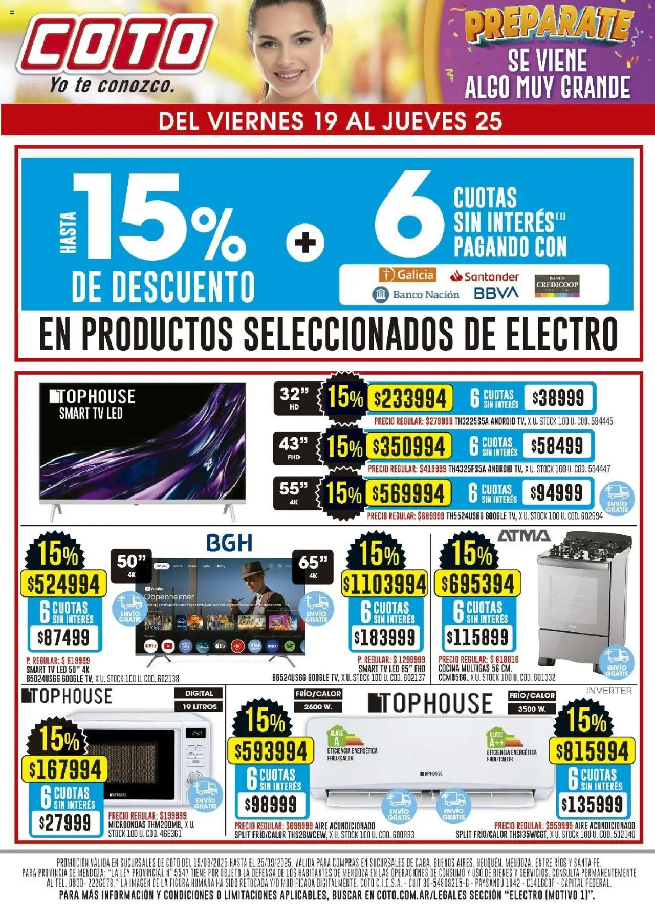 Coto - Electro Motivo │ válido desde el 19.09.2025 | Página: 1 | Productos: Banco, Aire acondicionado, Microondas, Té