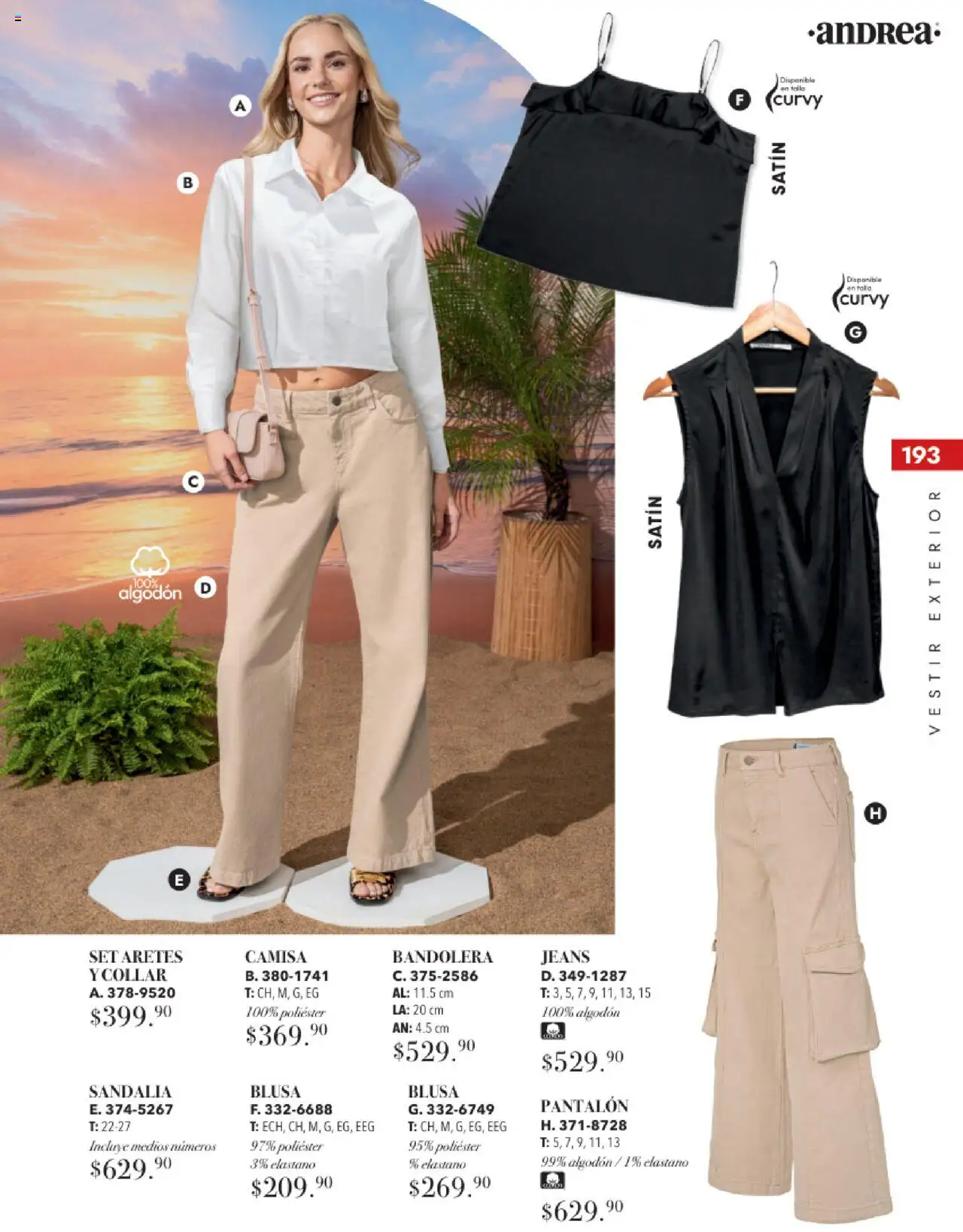 Nuevas ofertas de Andrea válidas en toda la República Mexicana desde el 17.08.2025. ¡Encuentra las mejores ofertas en Andrea - Catálogo Tropical Otoño / Invierno! | Página: 193 | Productos: Blusa, Camisa, Algodón, Aretes