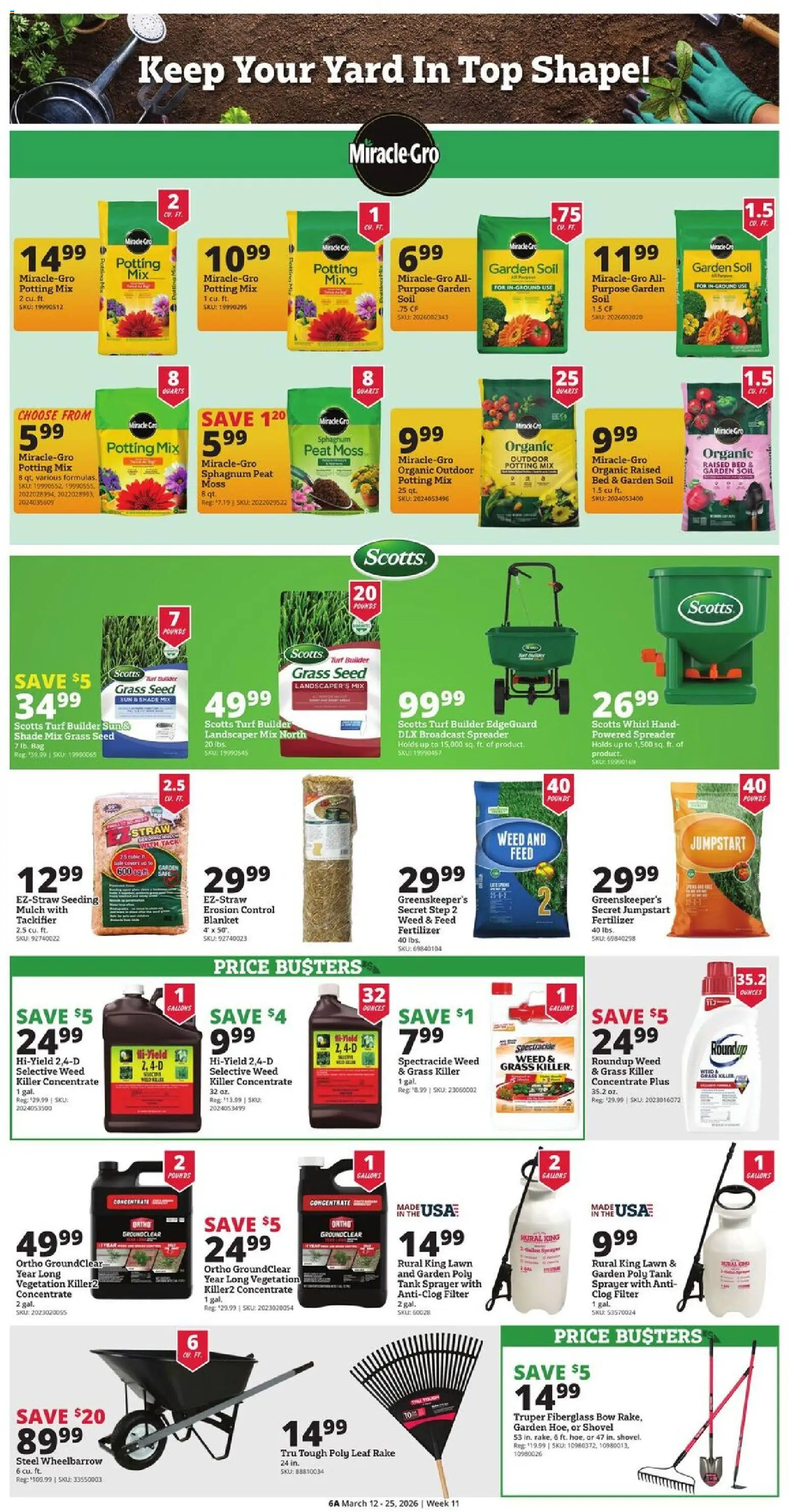 Rural King Weekly Ad - valid from 12.03.2026 | Page: 6 | Products: Rake, Shovel, Safe, Bag