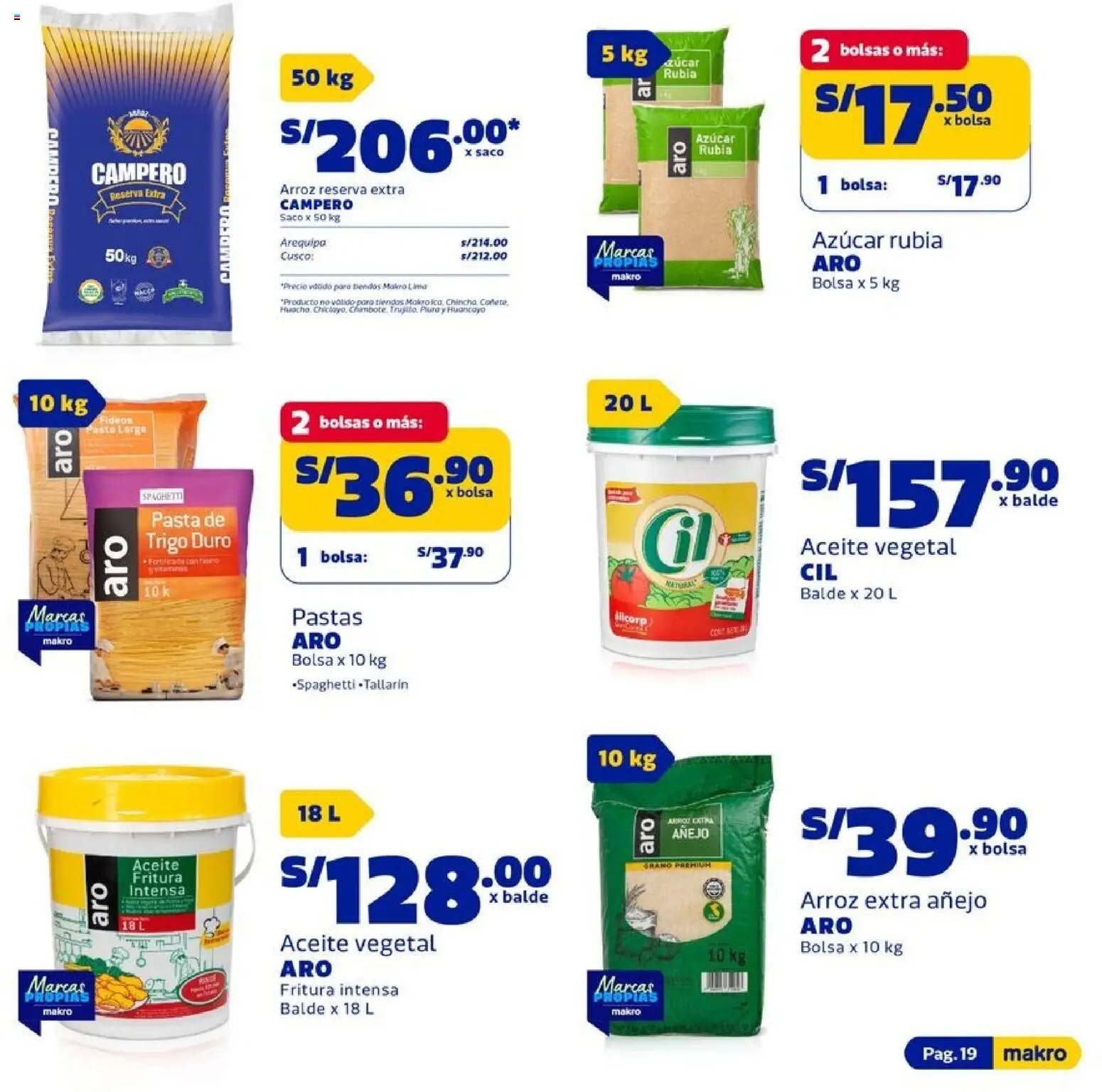 Catálogo Makro válido desde 12.02.2026 | Página: 19 | Productos: Aceite, Arroz, Saco, Bolsa