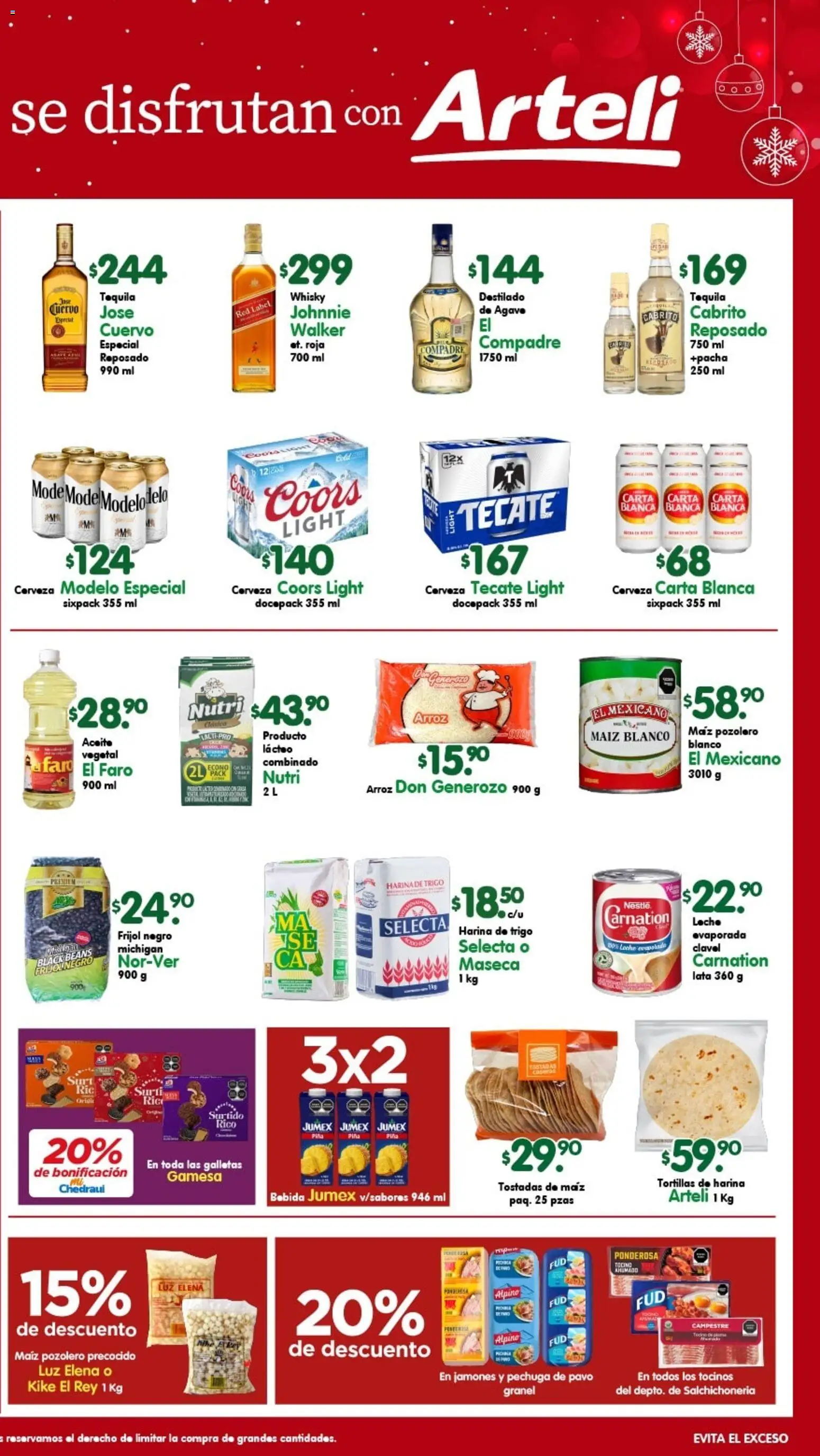 Nuevas ofertas de Arteli válidas en toda la República Mexicana desde el 20.12.2025. ¡Encuentra las mejores ofertas en Arteli folleto Valles! | Página: 2 | Productos: Harina, Tocino, Arroz, Piña