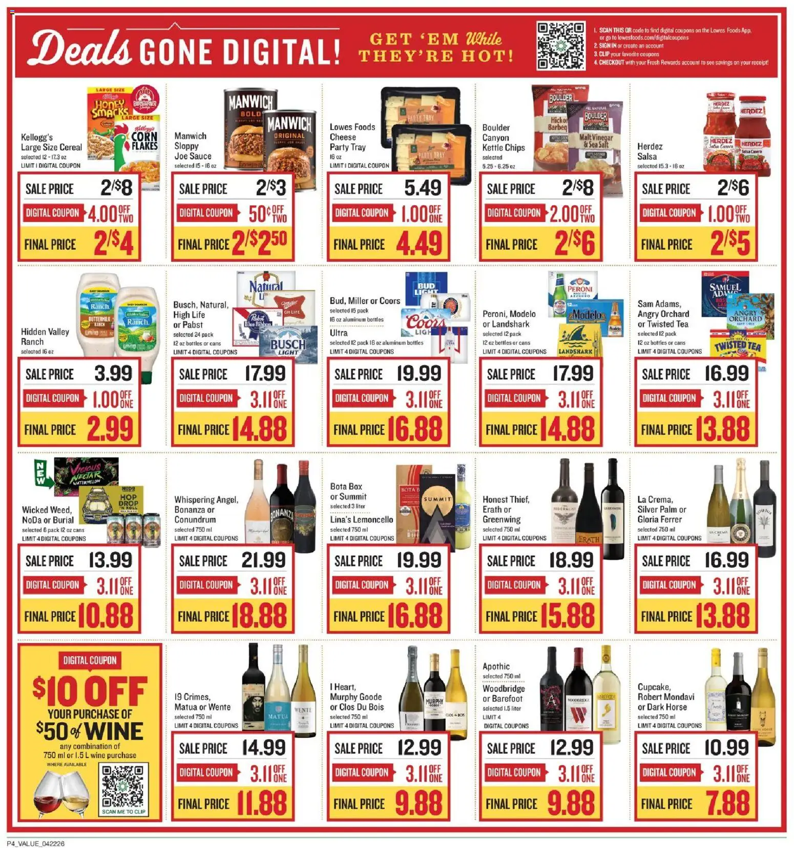 Lowes Foods Weekly Ad - NC - valid from 22.04.2026 | Page: 5 | Products: Box, Wine, Flakes, Sauce