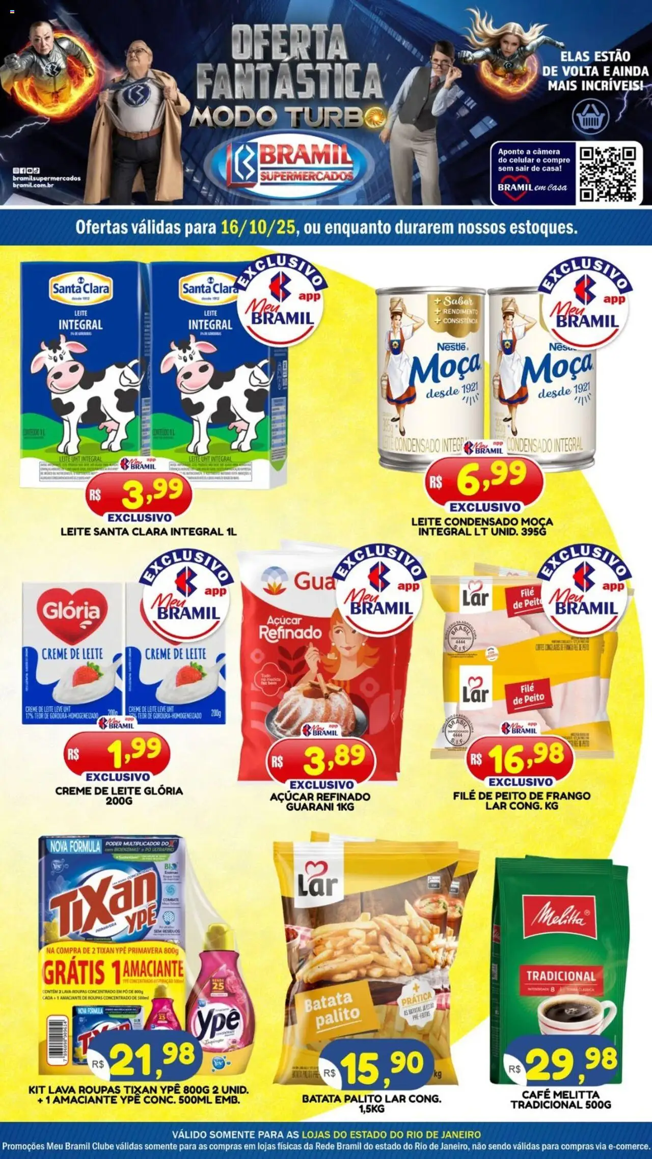 Bramil Supermercados Folheto - válido de 16.10.2025 | Página: 1 | Produtos: Pó, Amaciante de roupas, Frango, Leite condensado