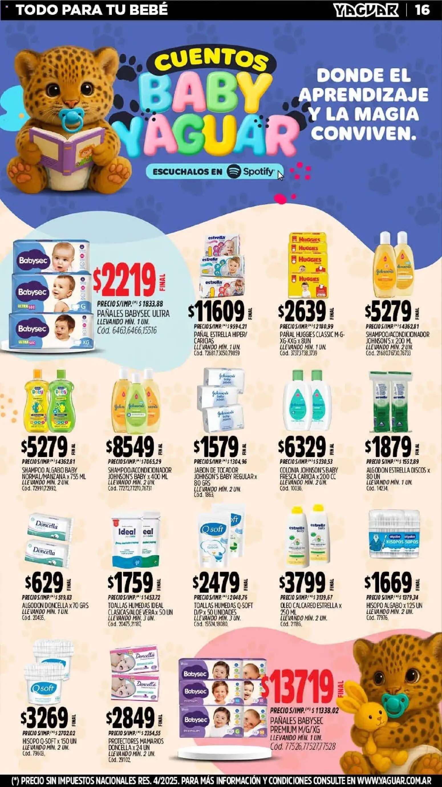 Yaguar - Oferta Semanal Mar del Plata │ válido desde el 06.04.2026 | Página: 16 | Productos: Algodón, Toallas, Jabón, Pañales