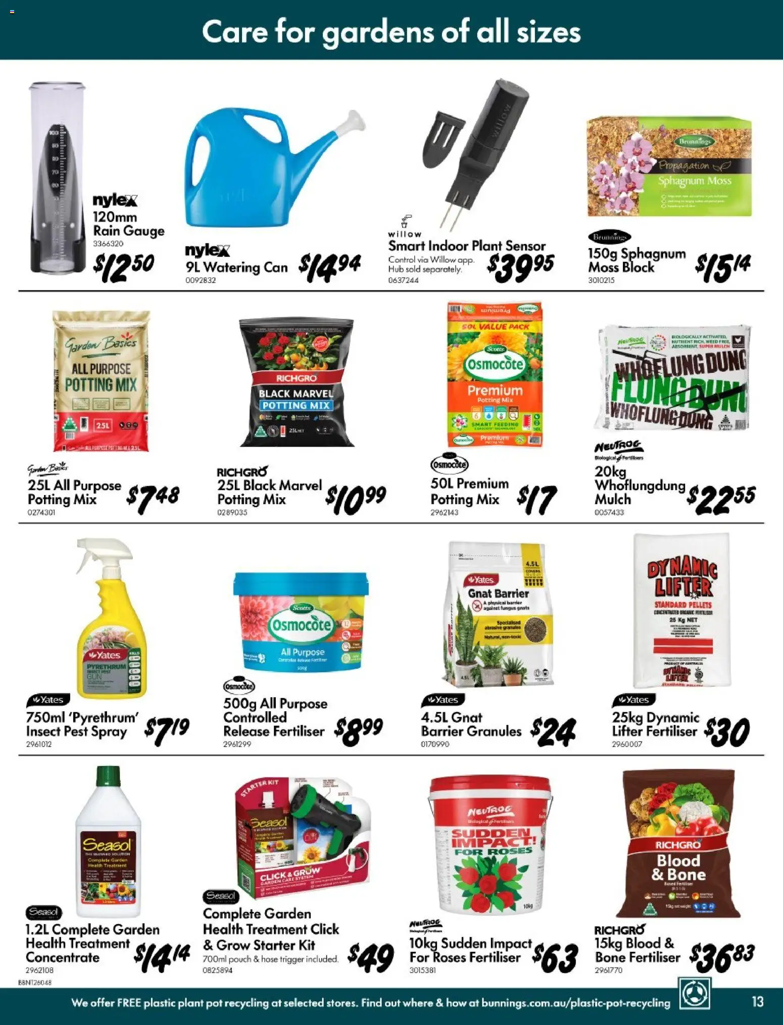 Bunnings Warehouse catalogue - valid from 11.03.2026 | Page: 13 | Products: Plant pot, Pot, Plant, Treatment