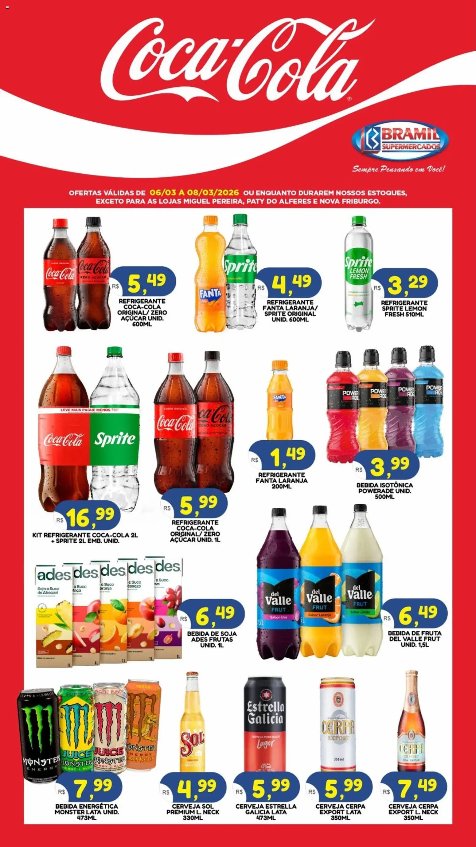 Bramil Supermercados Folheto - válido de 06.03.2026 | Página: 1 | Produtos: Fanta, Cola, Bebida, Refrigerante