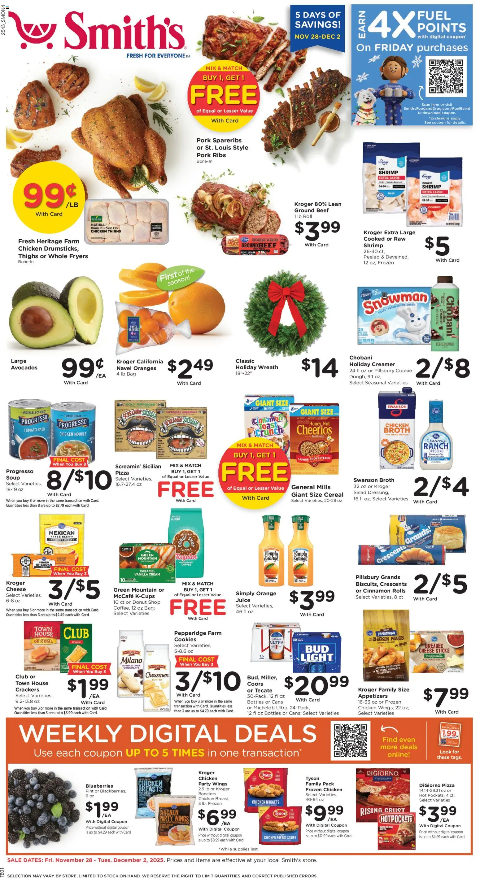 Smith's Weekly Ad - valid from 28.11.2025 | Page: 1 | Products: Box, Coffee, Juice, Bag
