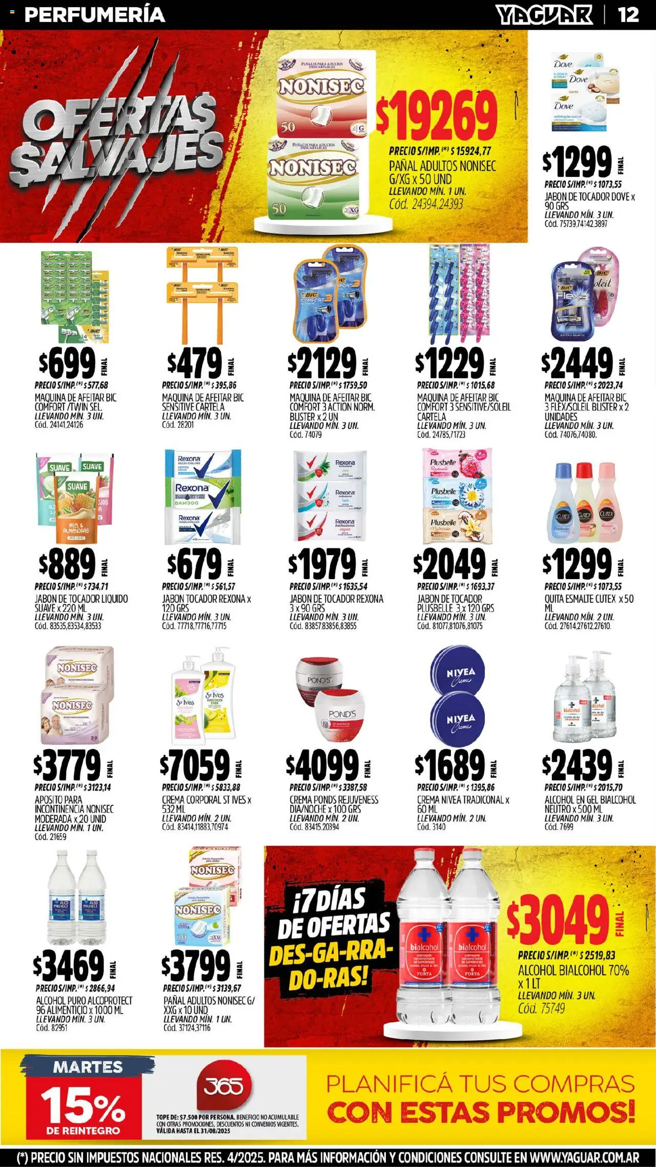 Yaguar - Salta │ válido desde el 04.08.2025 | Página: 11 | Productos: Alcohol en gel, Almendras, Pañales, Crema