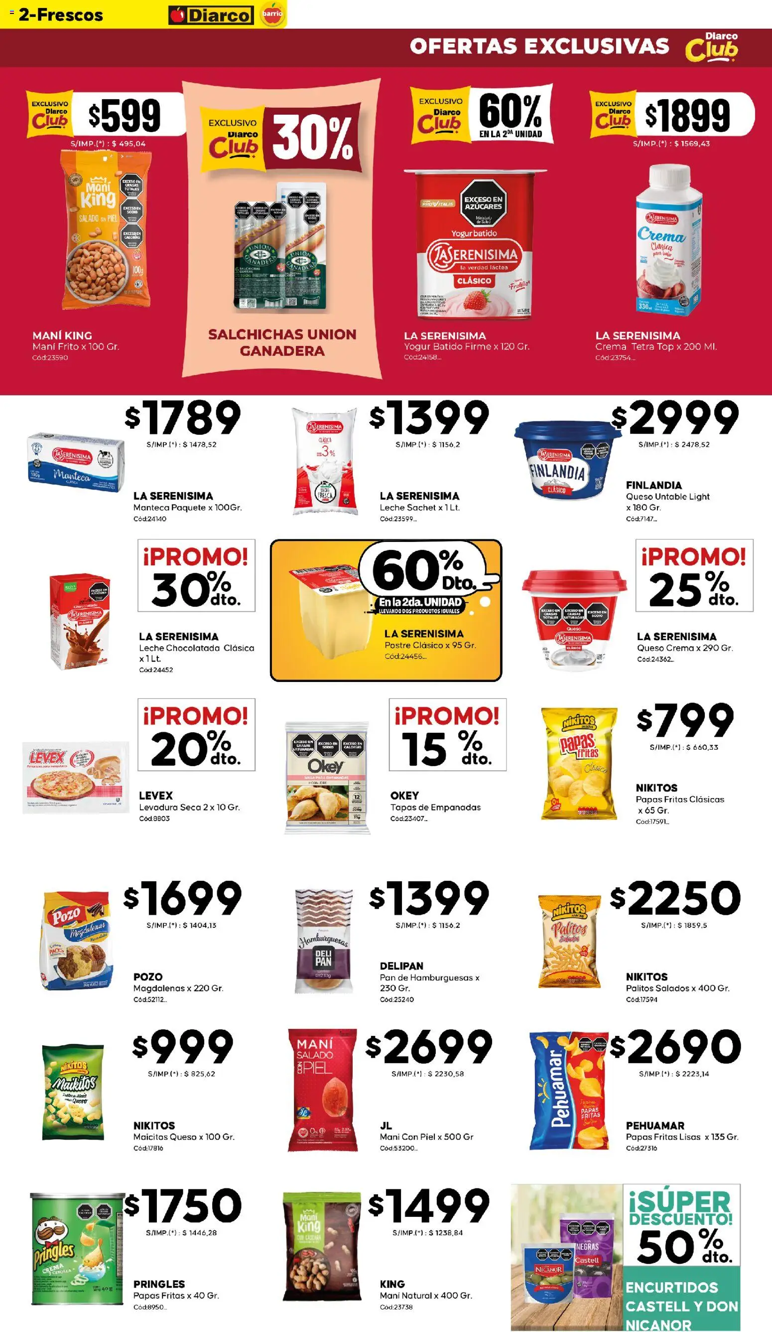Diarco - Ofertas Diarco Barrio │ válido desde el 17.11.2025 | Página: 2 | Productos: Leche, Yogur, Pan, Papas fritas