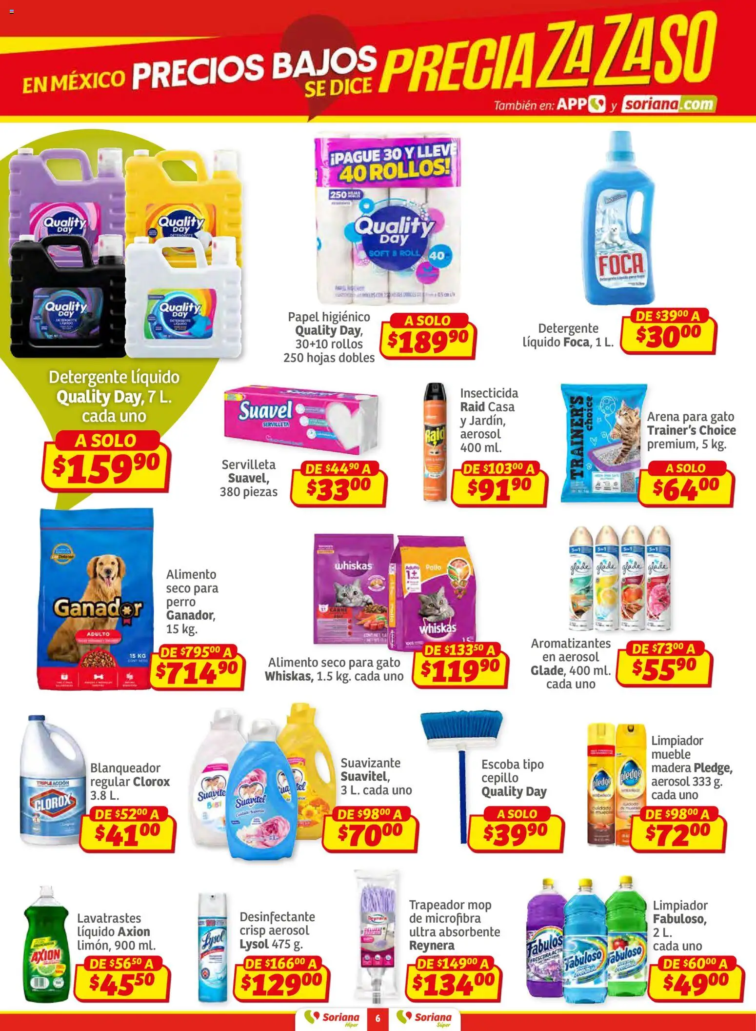 Nuevas ofertas de Soriana válidas en toda la República Mexicana desde el 15.01.2026. ¡Encuentra las mejores ofertas en Soriana - Preciazazaso Súper: Valle de México! | Página: 6 | Productos: Pollo, Escoba, Suavizante, Insecticida