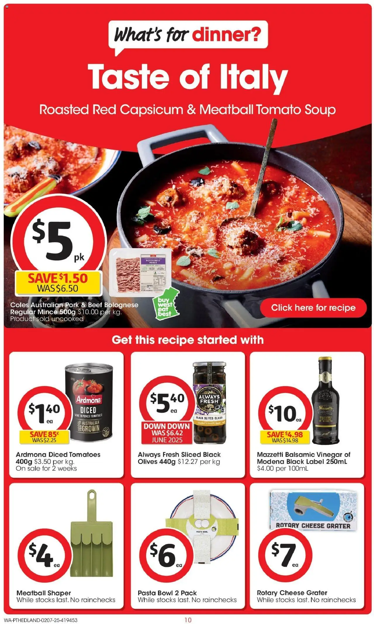 Coles catalogue - valid from 02.07.2025 | Page: 10 | Products: Cheese, Pork, Beef, Pasta