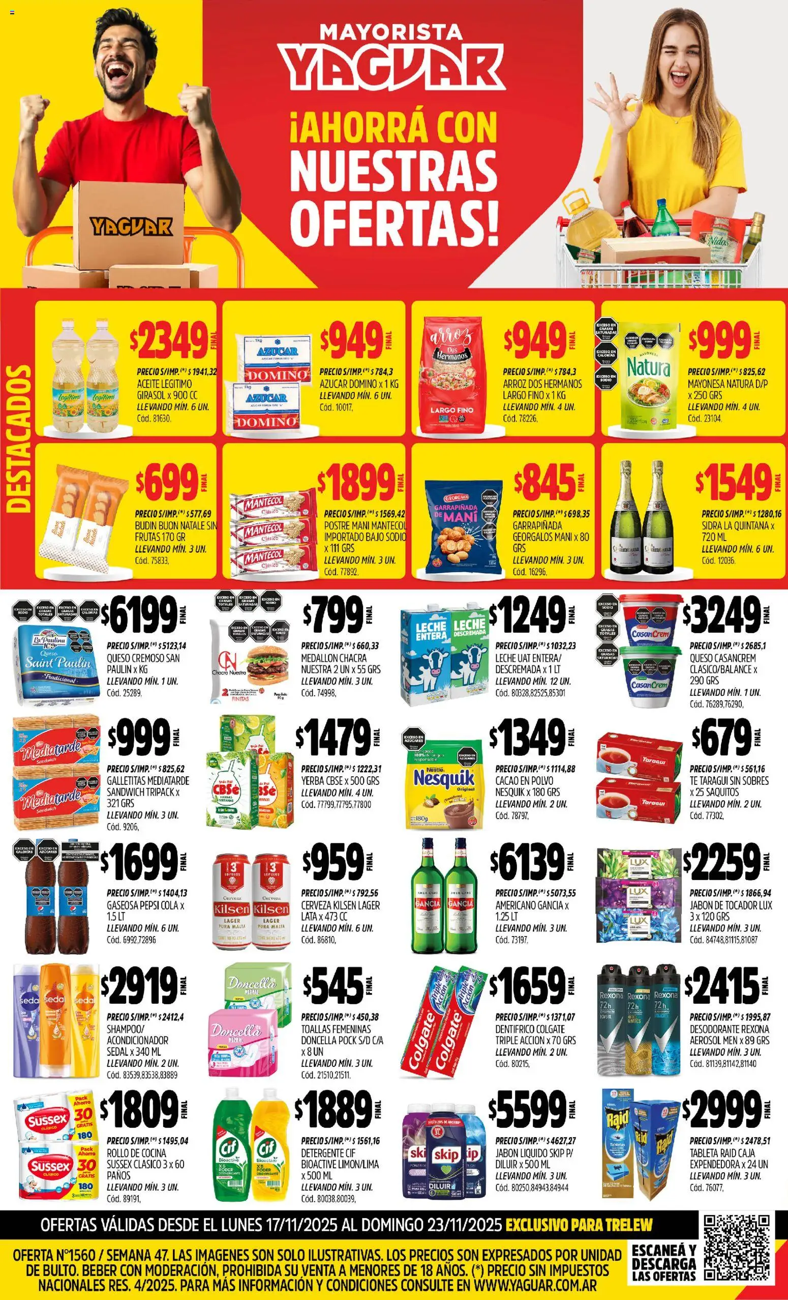 Yaguar - Trelew │ válido desde el 17.11.2025 | Página: 1 | Productos: Gaseosa, Mani, Leche, Cacao
