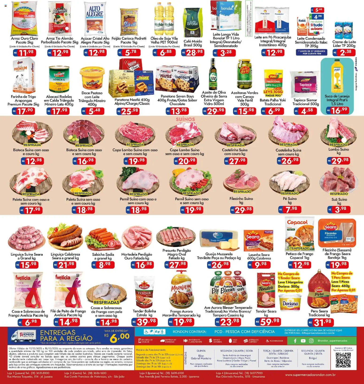 Supermercados Rondon Folheto - válido de 17.12.2025 | Página: 2 | Produtos: Linguiça, Lombo, Óleo, Peito de frango