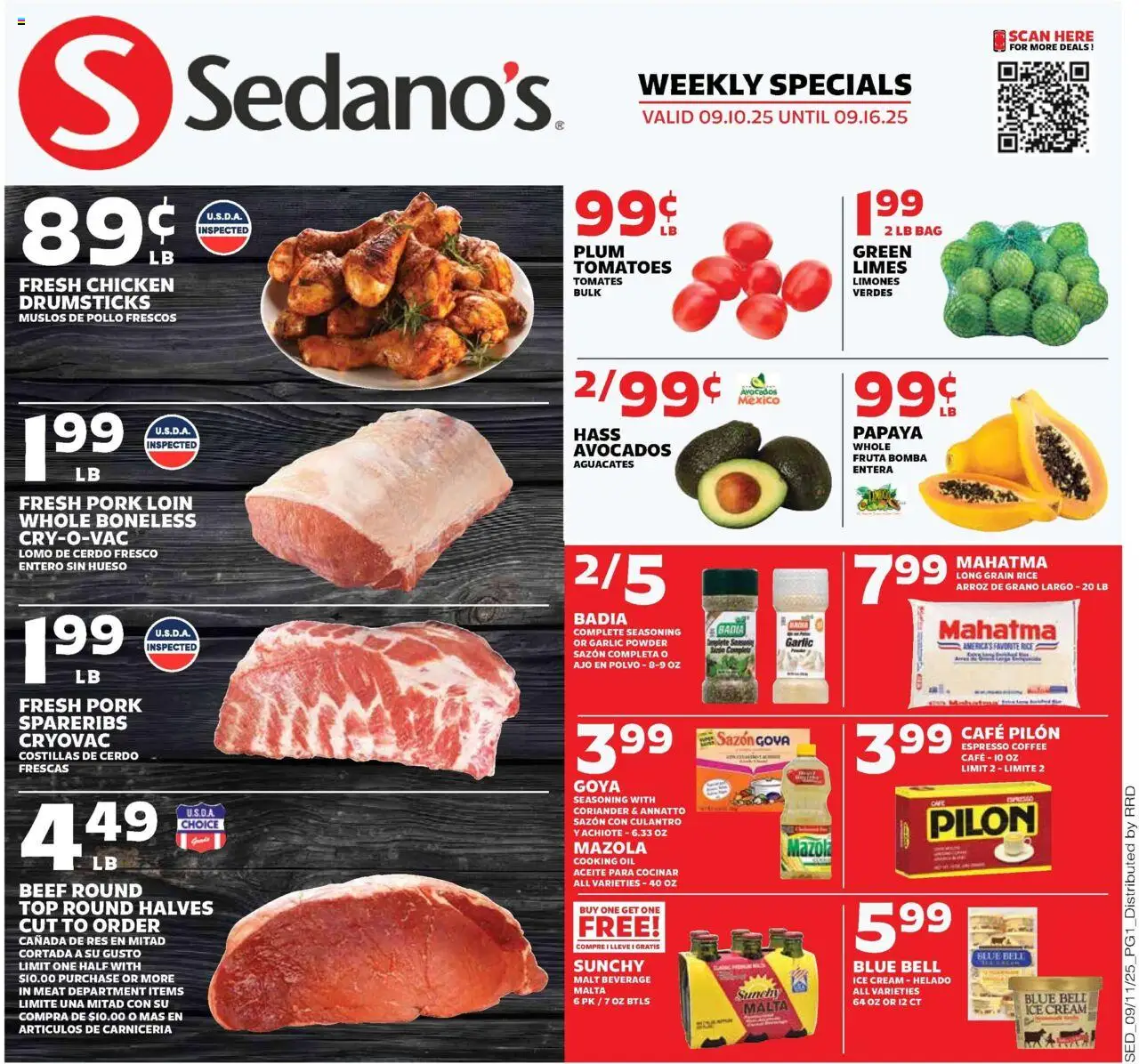 Sedano's Current Ad - FL - valid from 10.09.2025 | Page: 1 | Products: Plum, Oil, Tomatoes, Rice